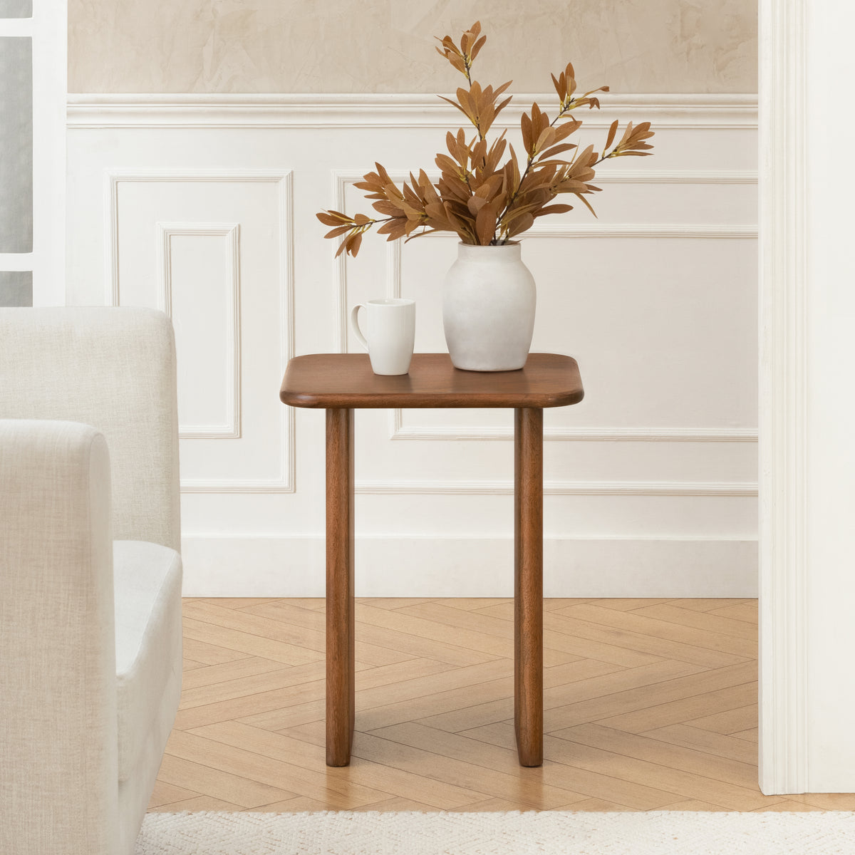 Jem Solid Wood Side Table - Walnut