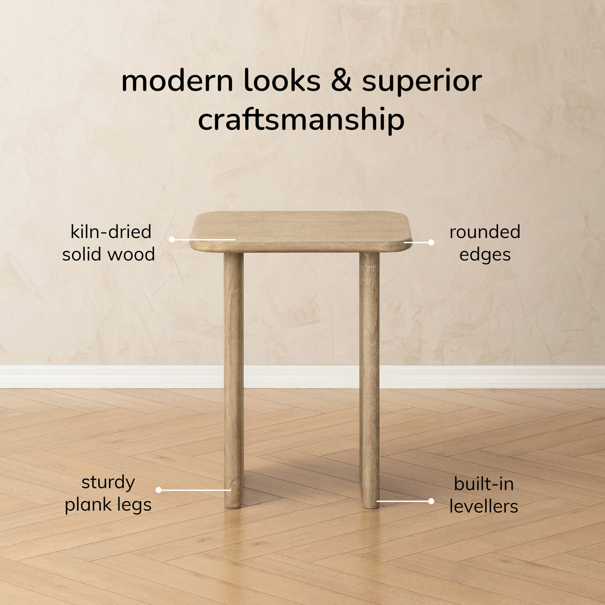 Jem Solid Wood Side Table - Warm Sand