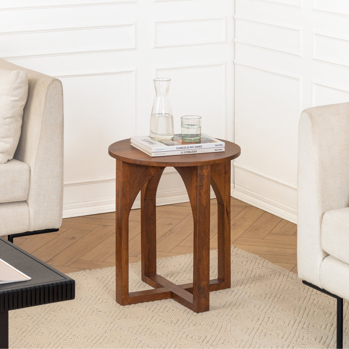 Viera Solid Wood Side Table - Walnut
