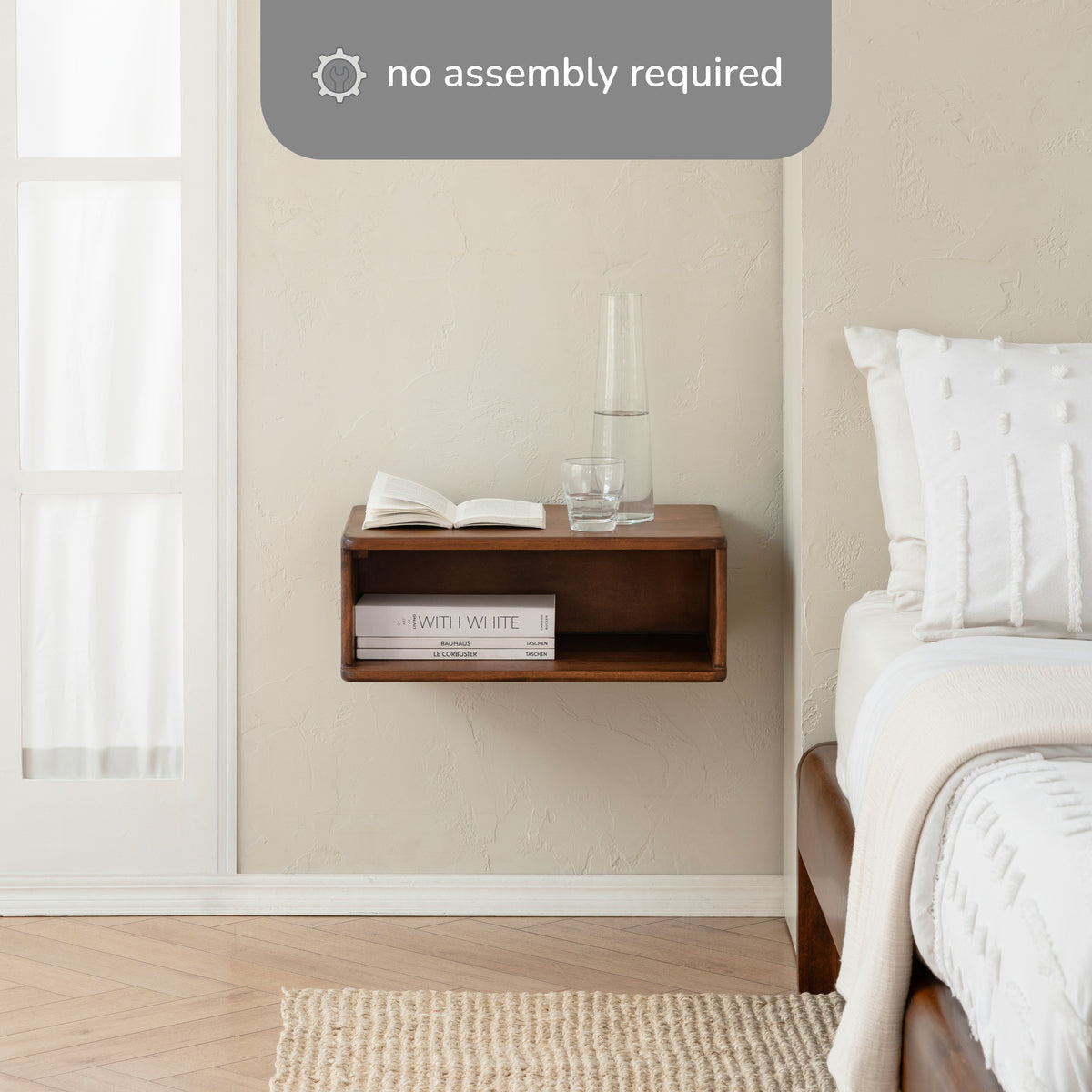 Solie Solid Wood Nightstand - Walnut