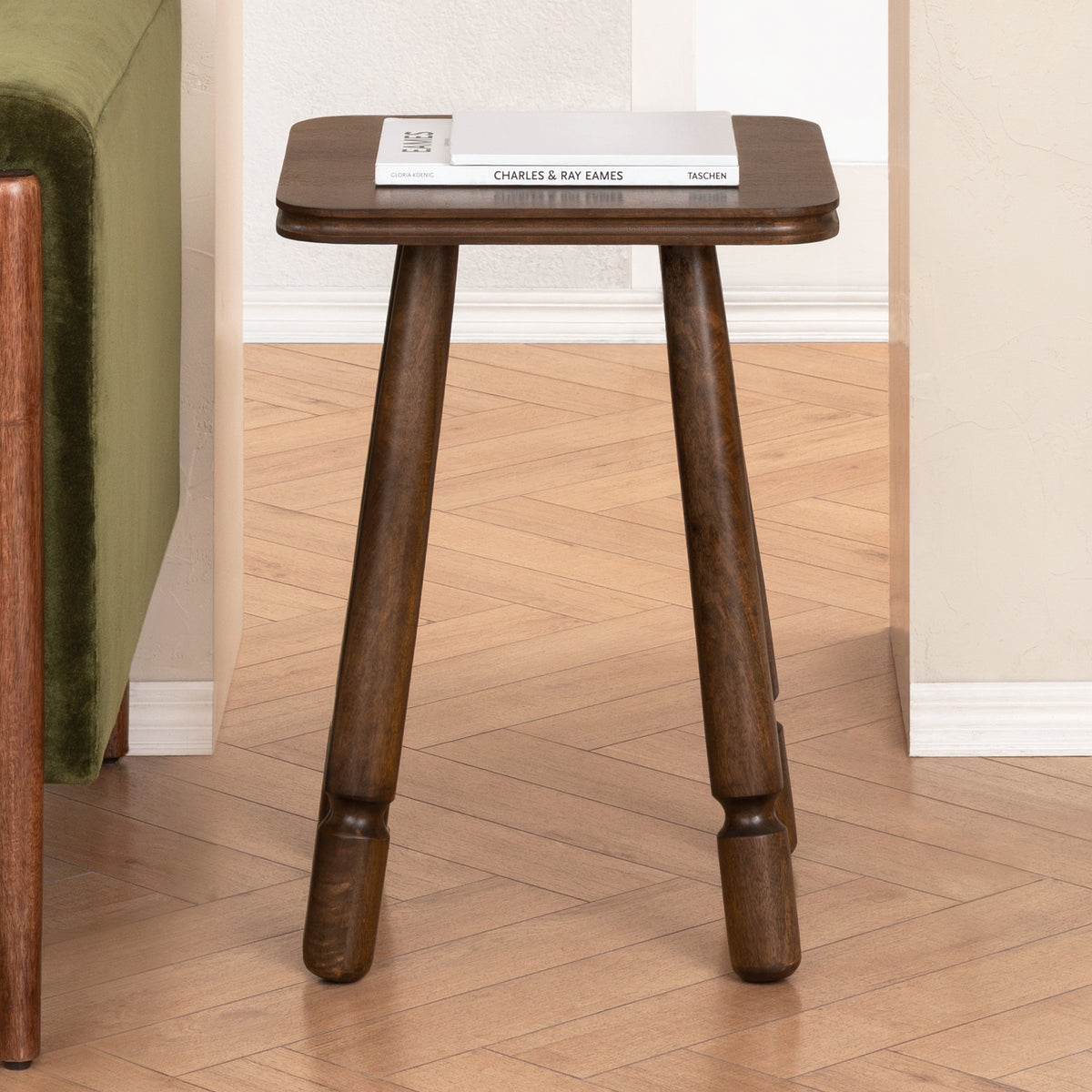 Olive Solid Wood Side Table - Hazel Brown