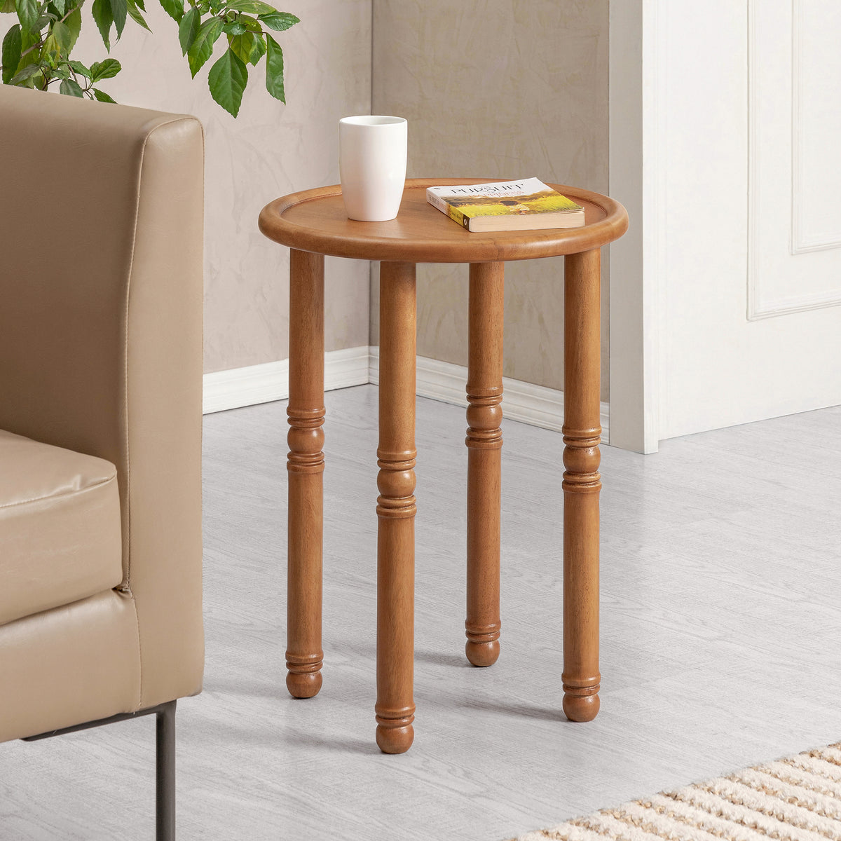 Pierre Solid Wood Side Table - Mid Tone Honey