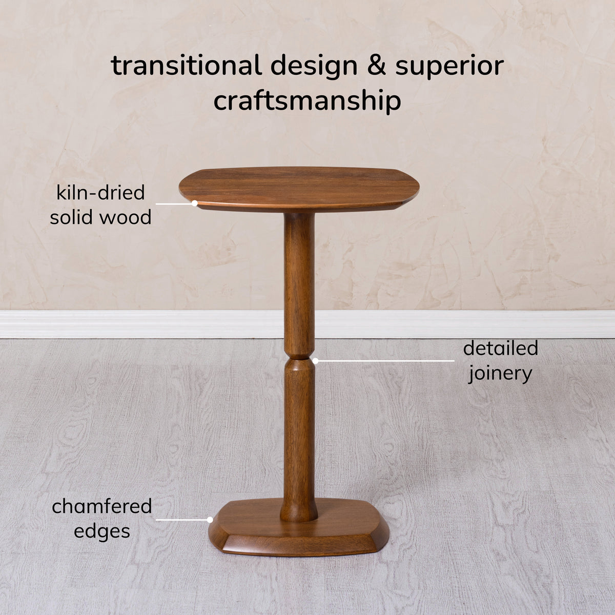 Firma Solid Wood Side Table - Walnut