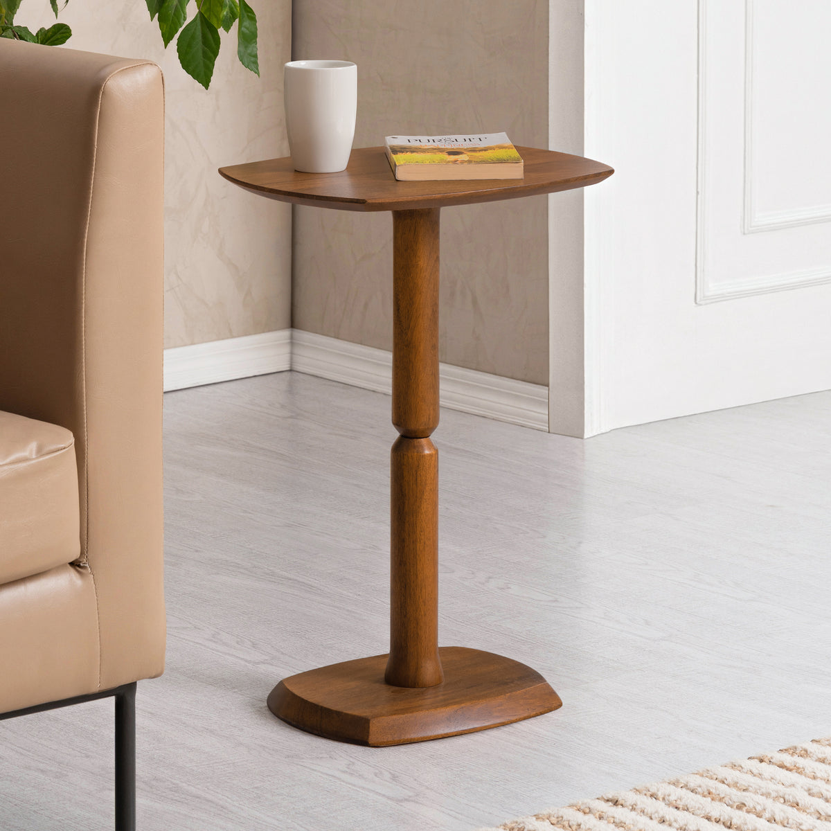 Firma Solid Wood Side Table - Walnut