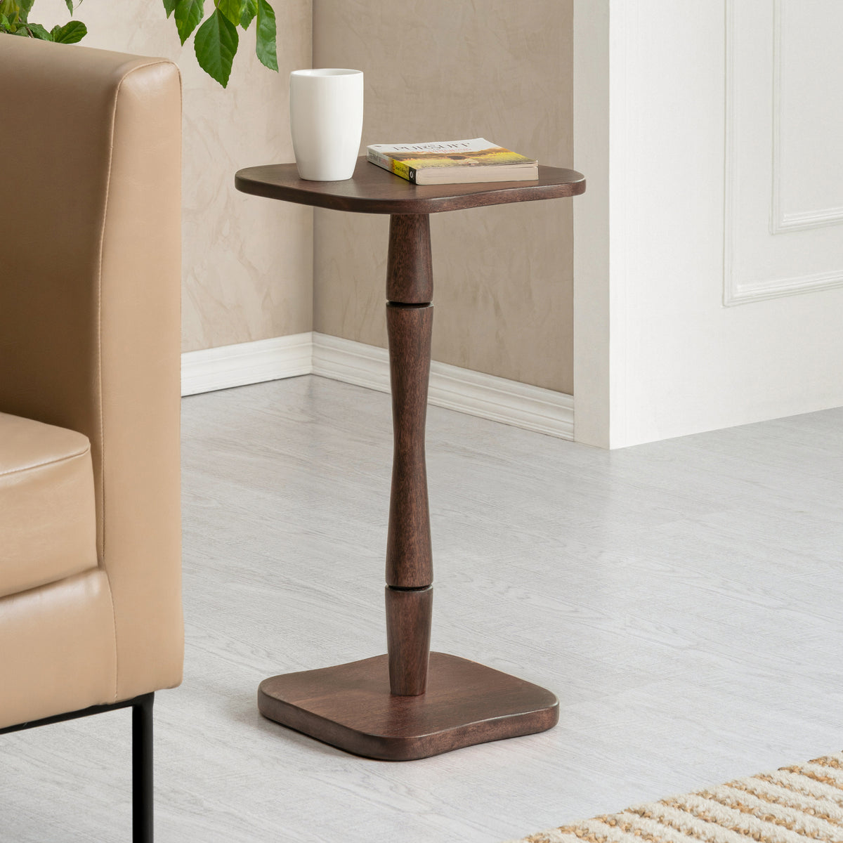 Jasmine Solid Wood Side Table - Espresso