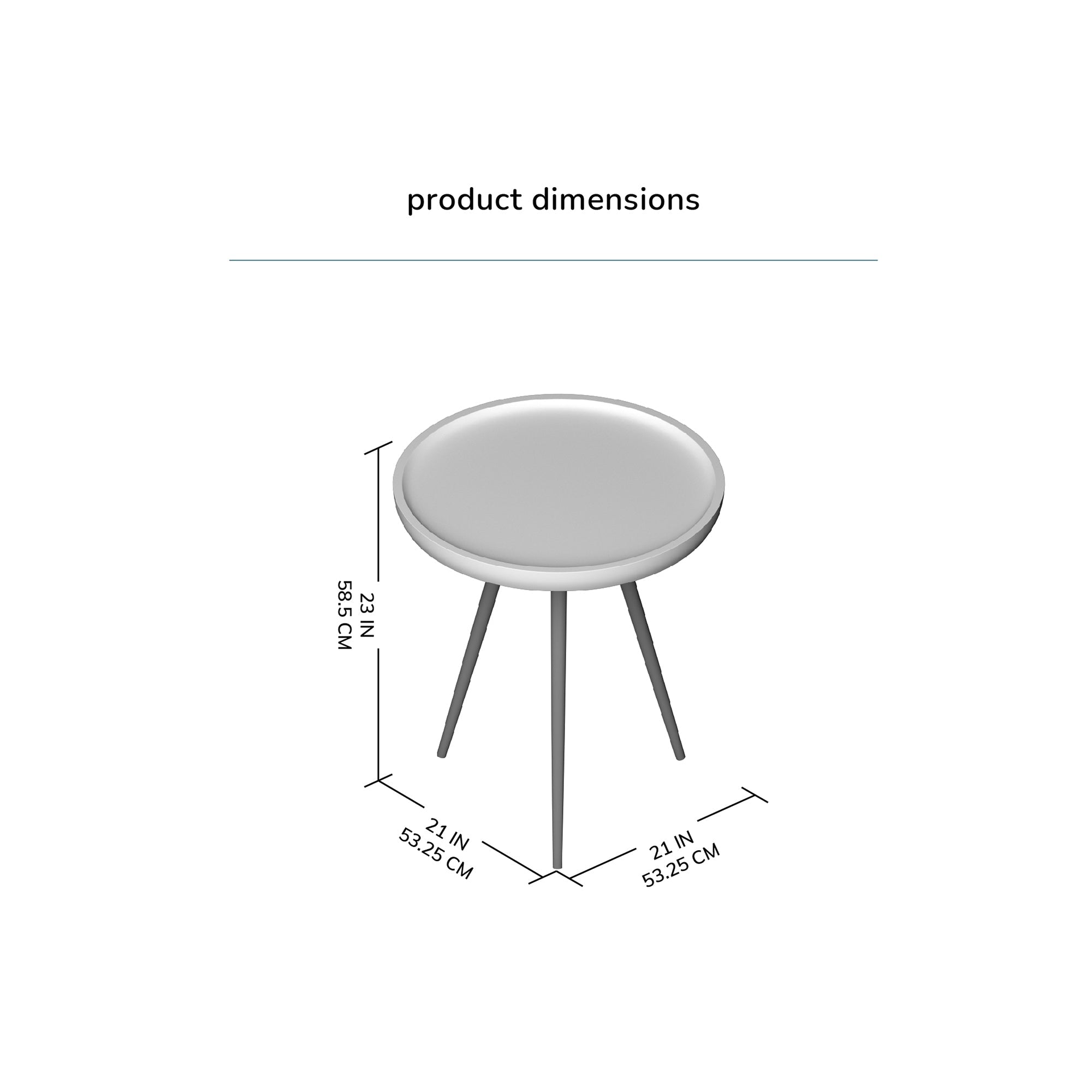 Chervey Tri Pin Side Table Large - Black