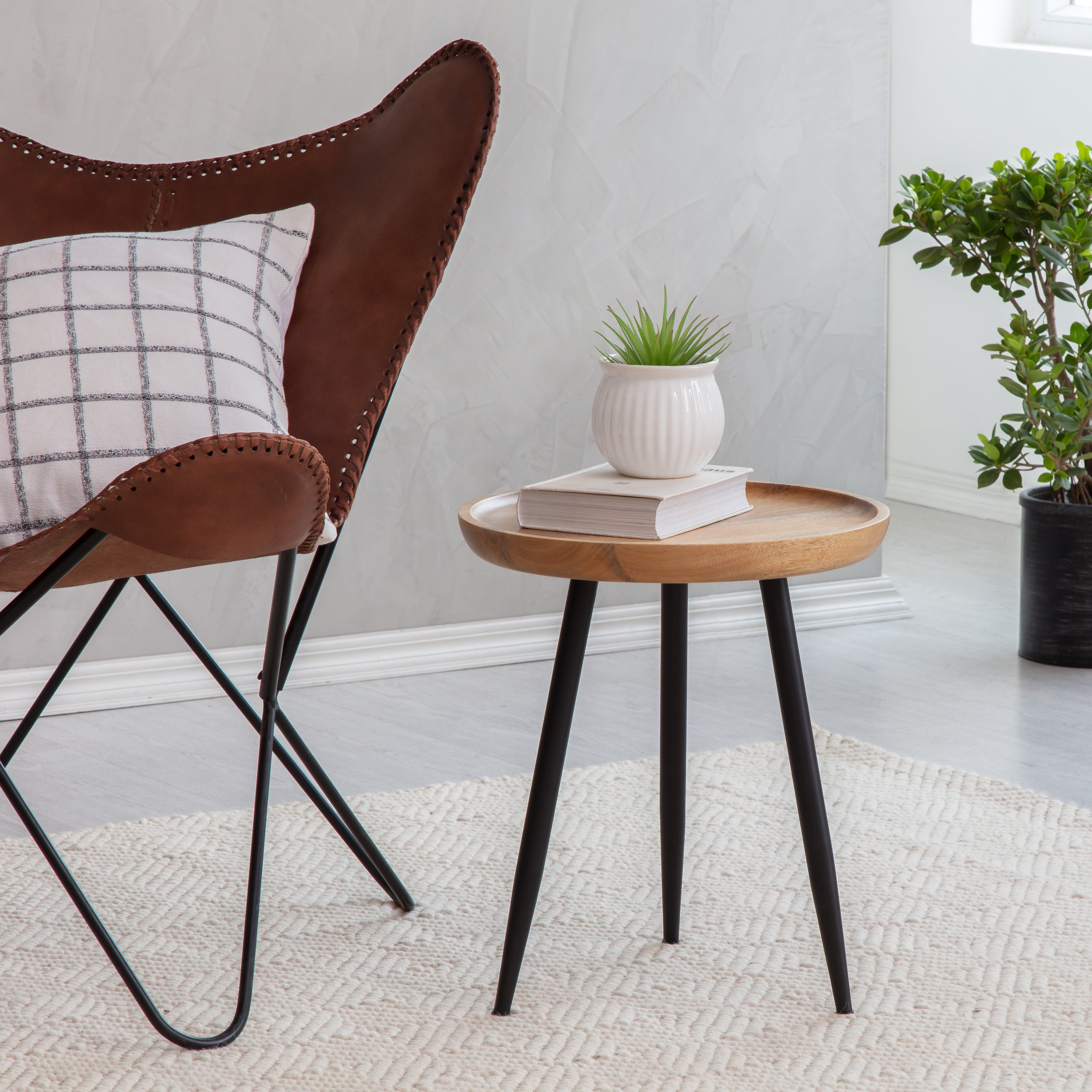 Chervey Tri Pin Side Table Small - Natural