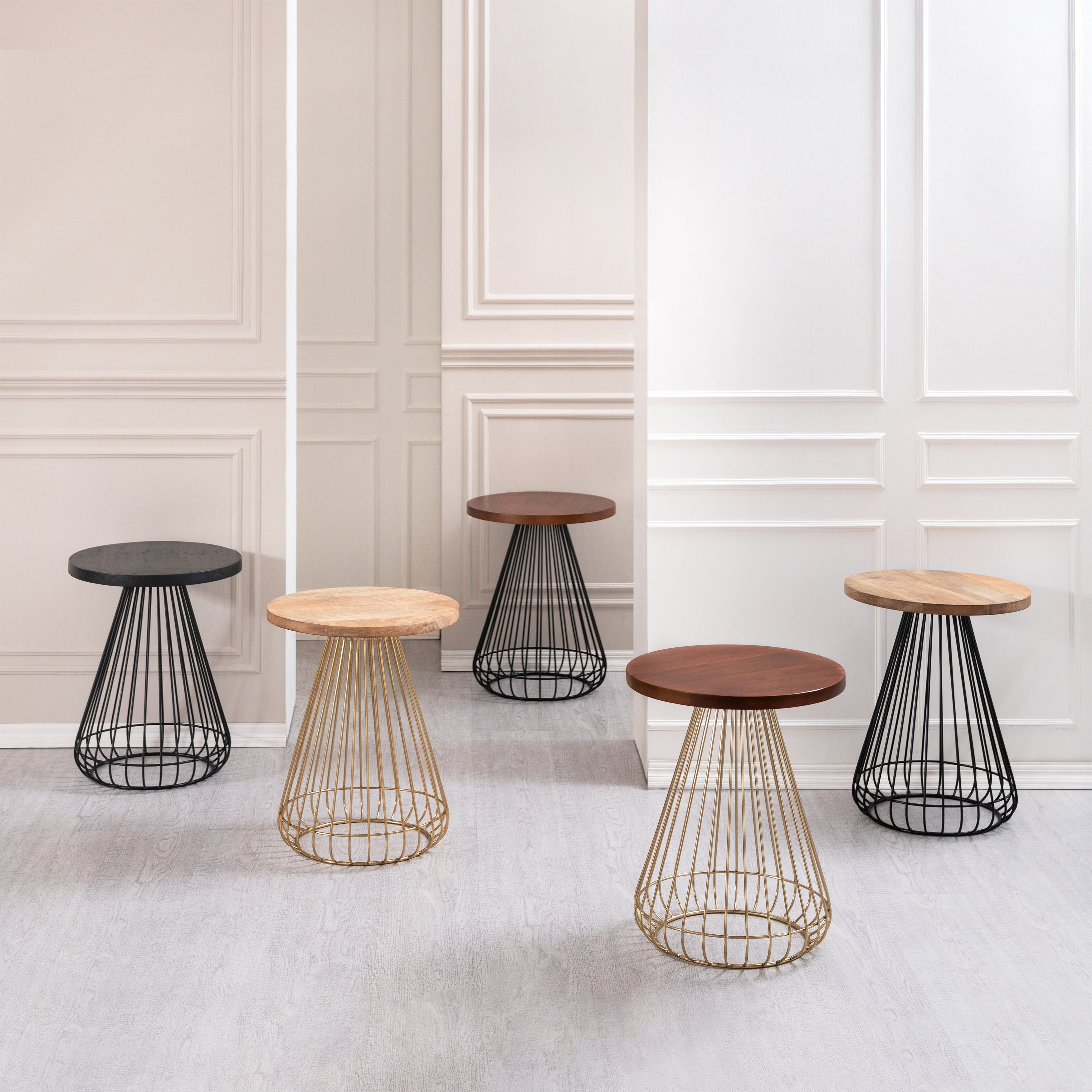 Melody Designer Cage Table - Gold