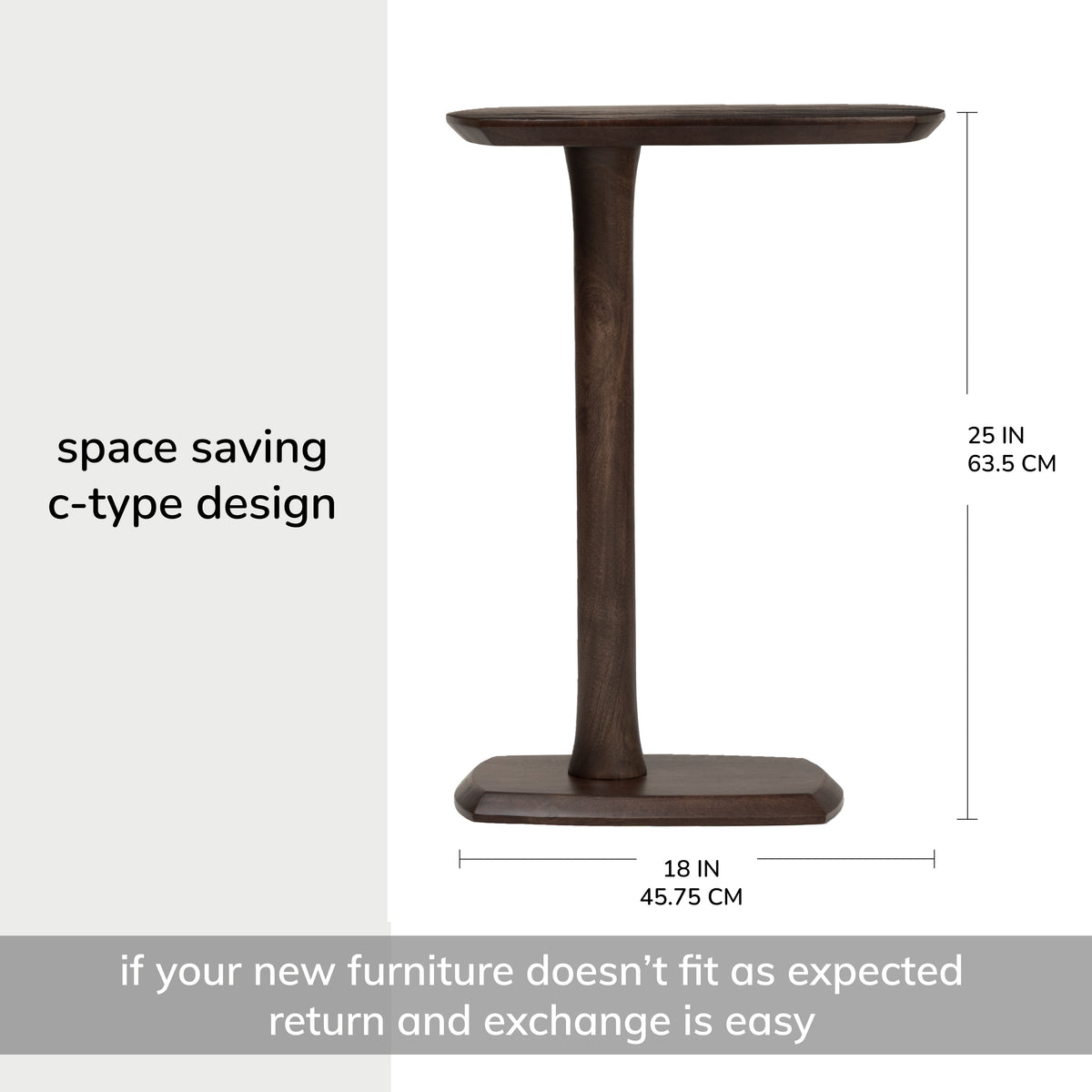 Ellis Solid Wood Side Table - Espresso