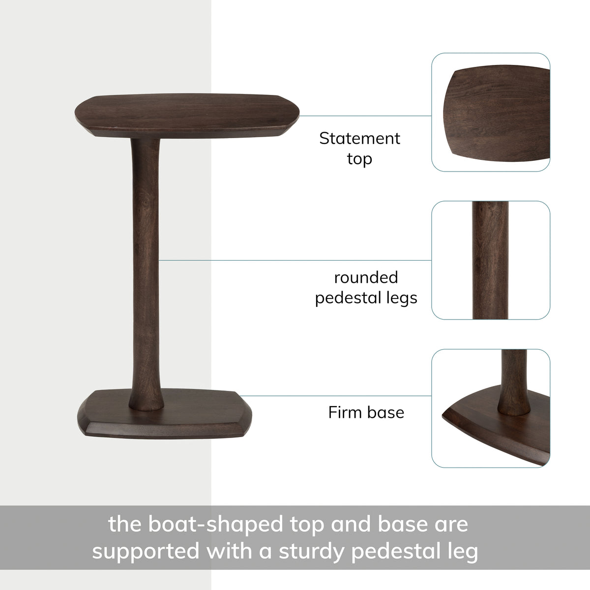 Ellis Solid Wood Side Table - Espresso