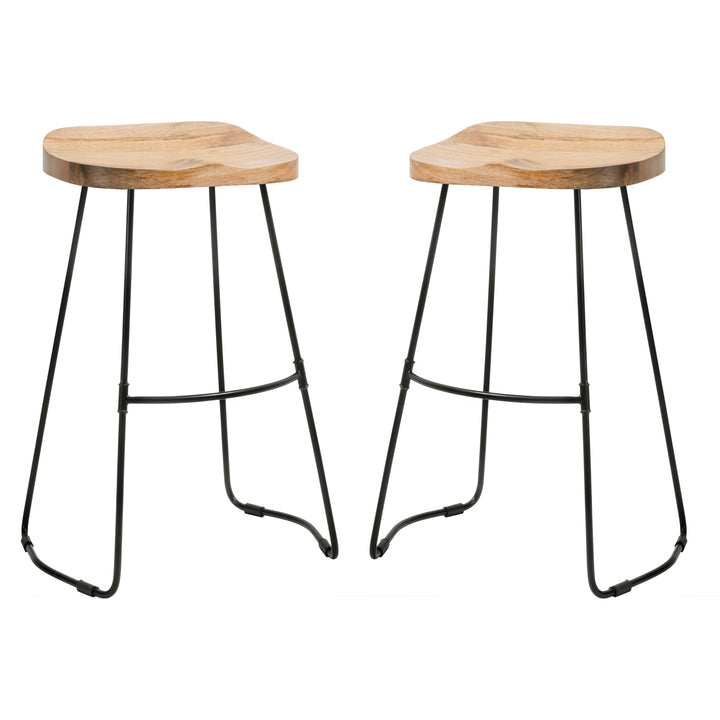 Lara Saddle Seat Counter Stools Set of 2 - Natural