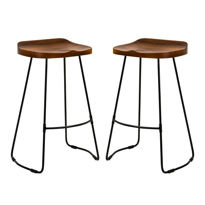 Lara Saddle Seat Counter Stools Set of 2 - Walnut