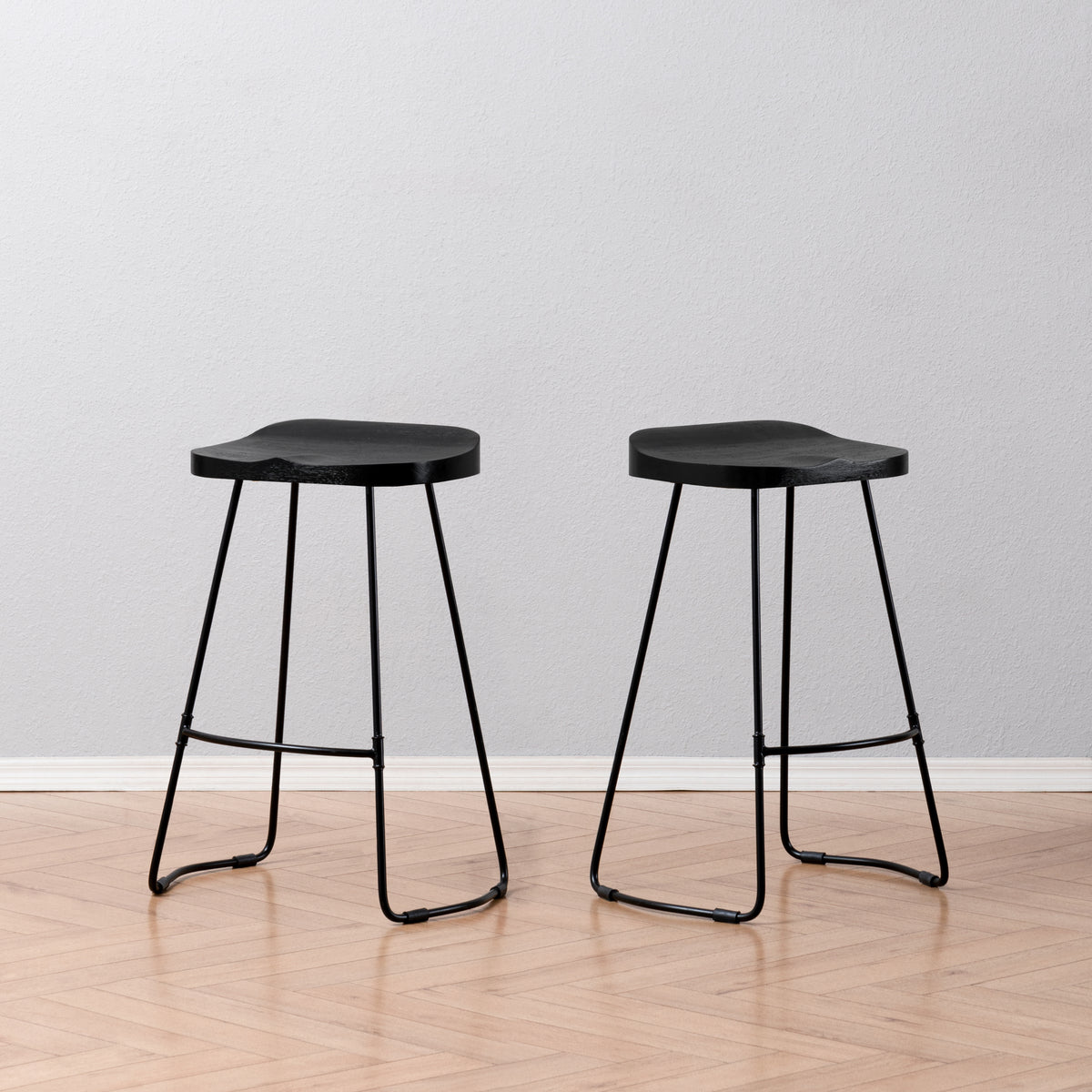 Lara Saddle Seat Counter Stools Set of 2 - Black