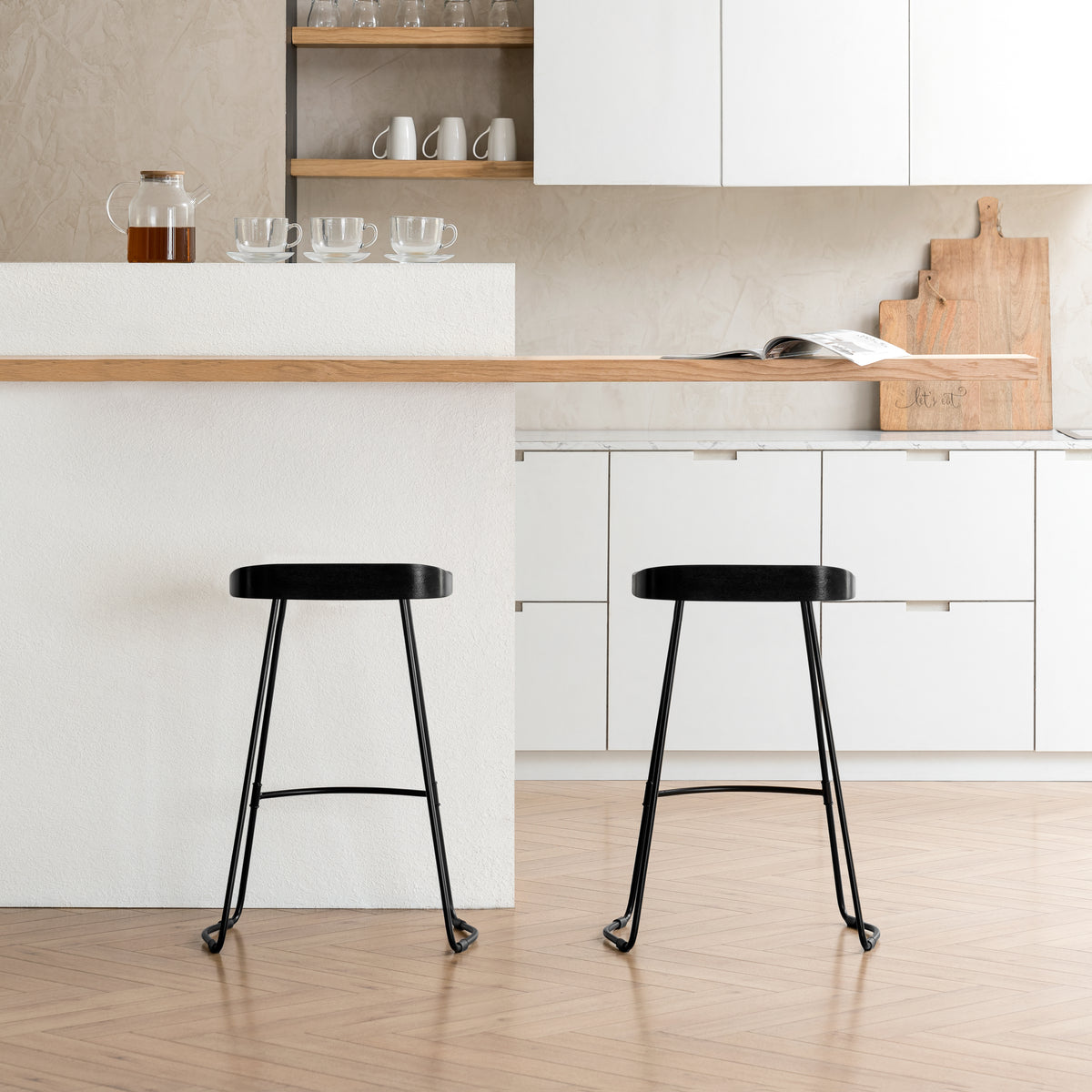 Lara Saddle Seat Counter Stools Set of 2 - Black