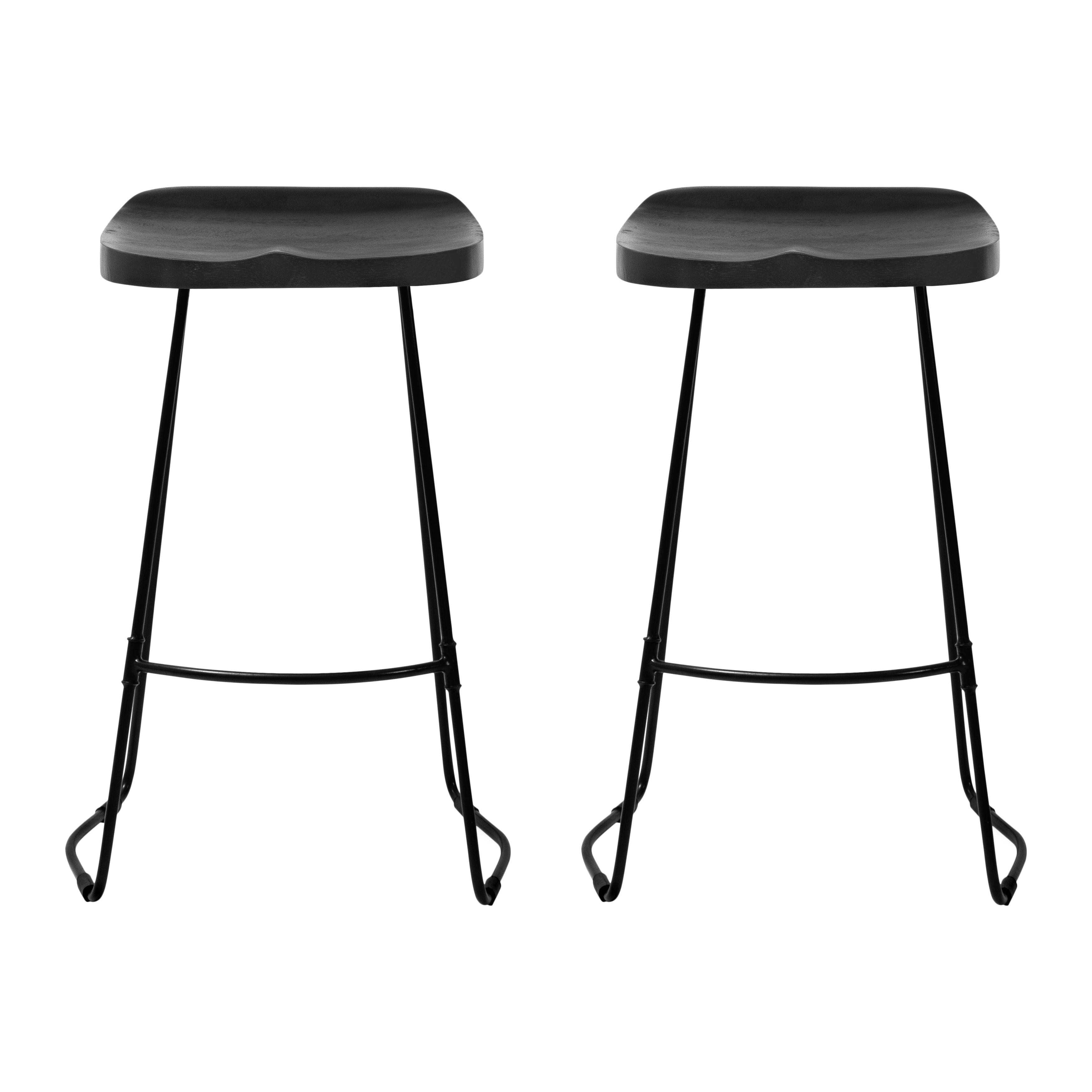 Lara Saddle Seat Counter Stools Set of 2 - Black