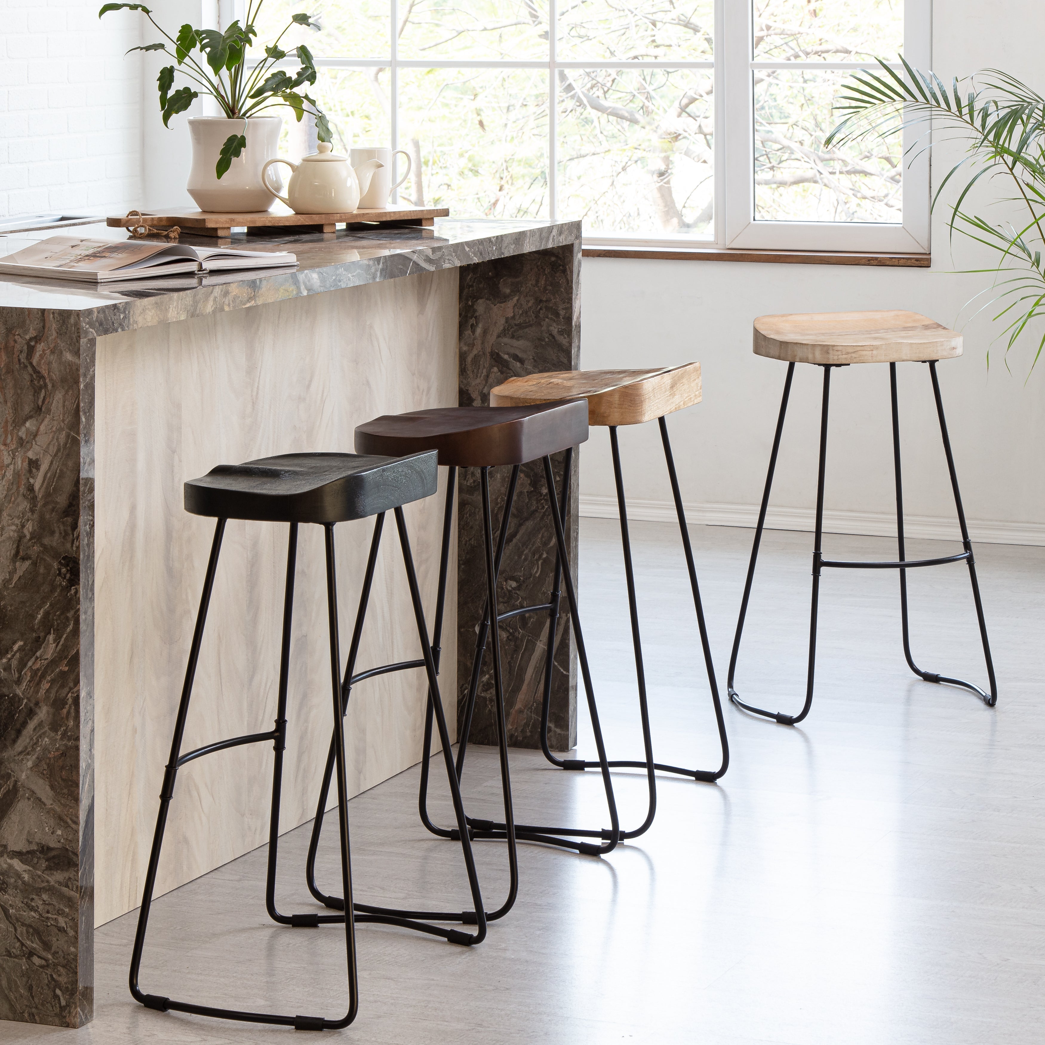 Rombass Bar Stool - Natural Top