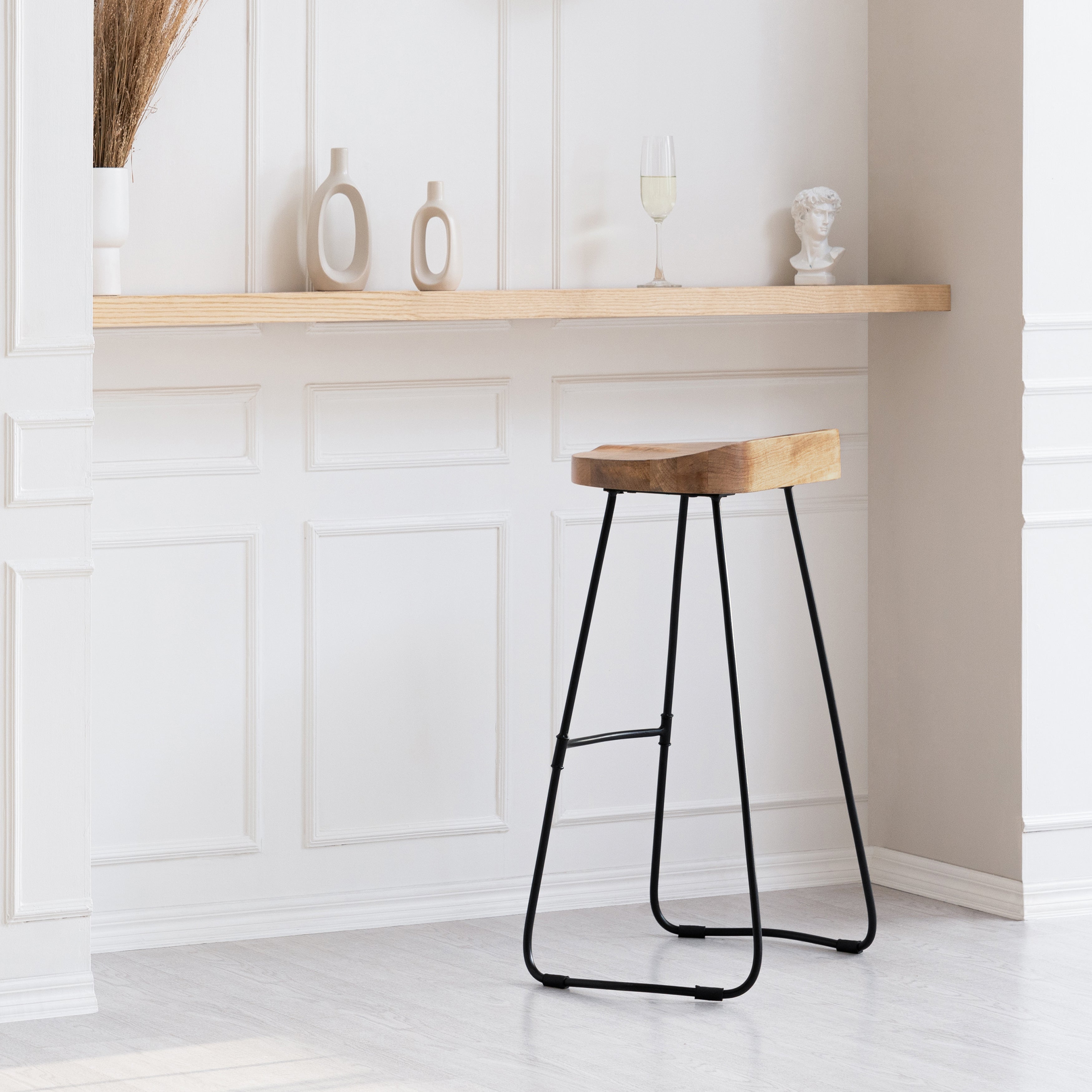 Rombass Solid Wood Bar Stool - Natural Top