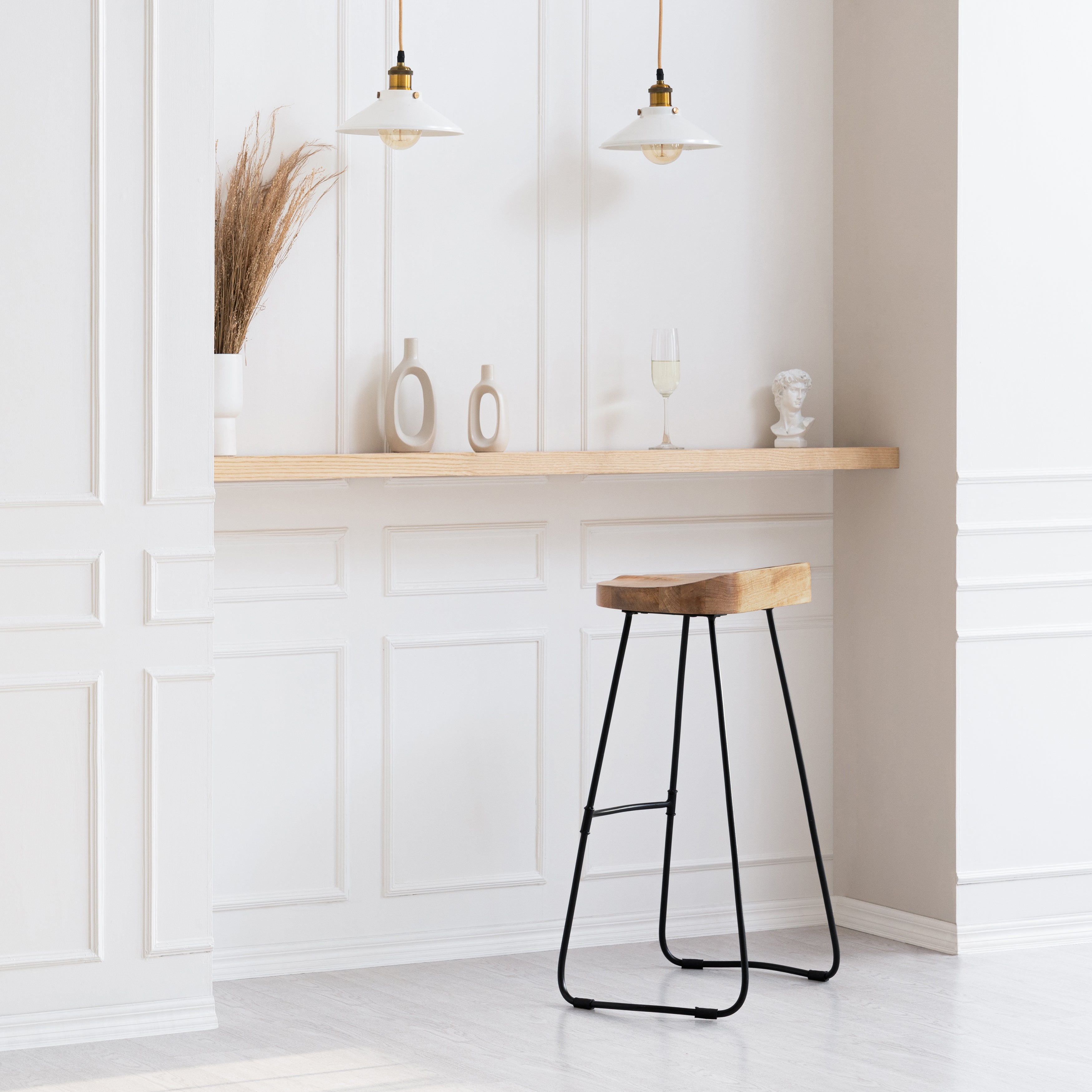 Rombass Solid Wood Bar Stool - Natural Top