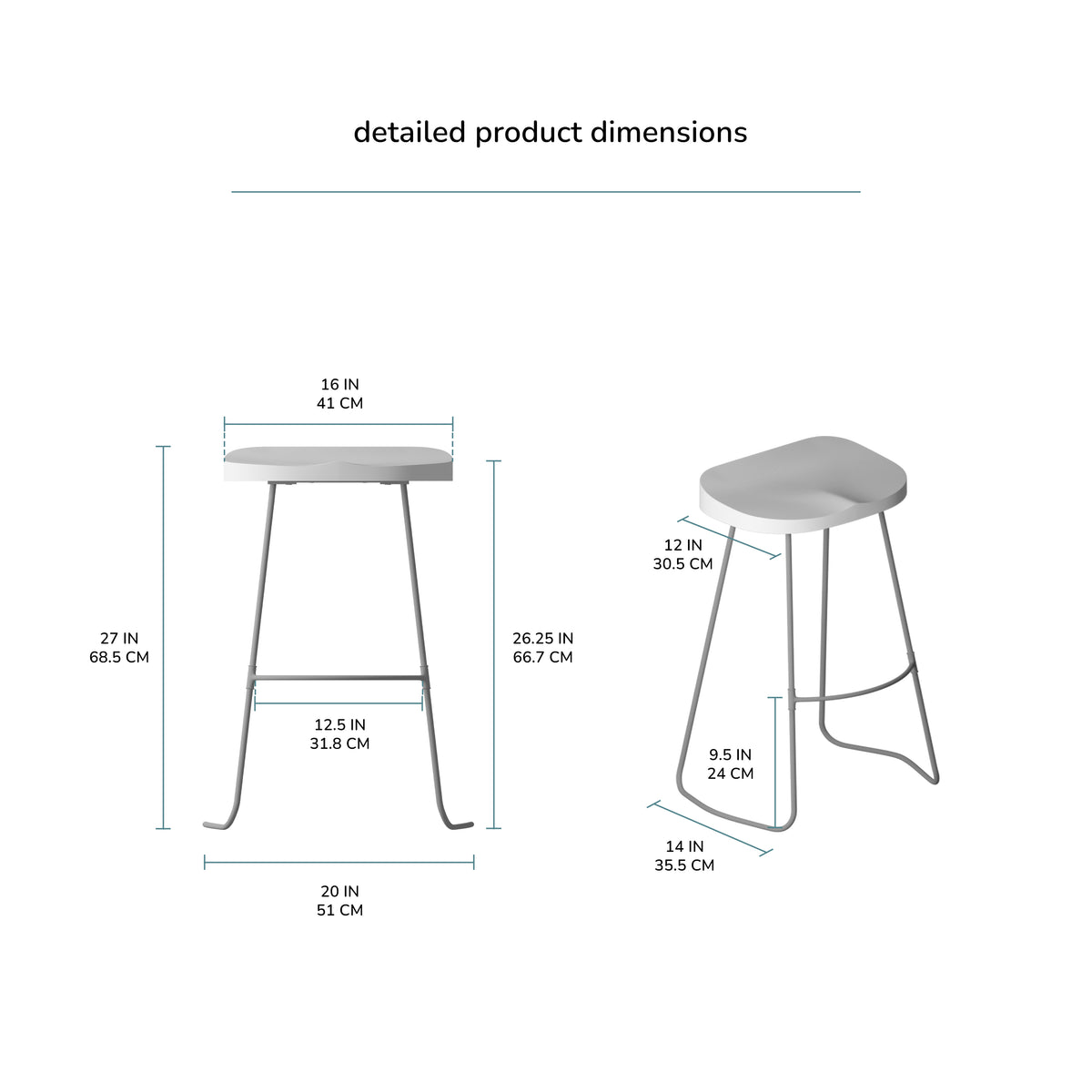 Rombass Solid Wood Counter Stool - Walnut Top