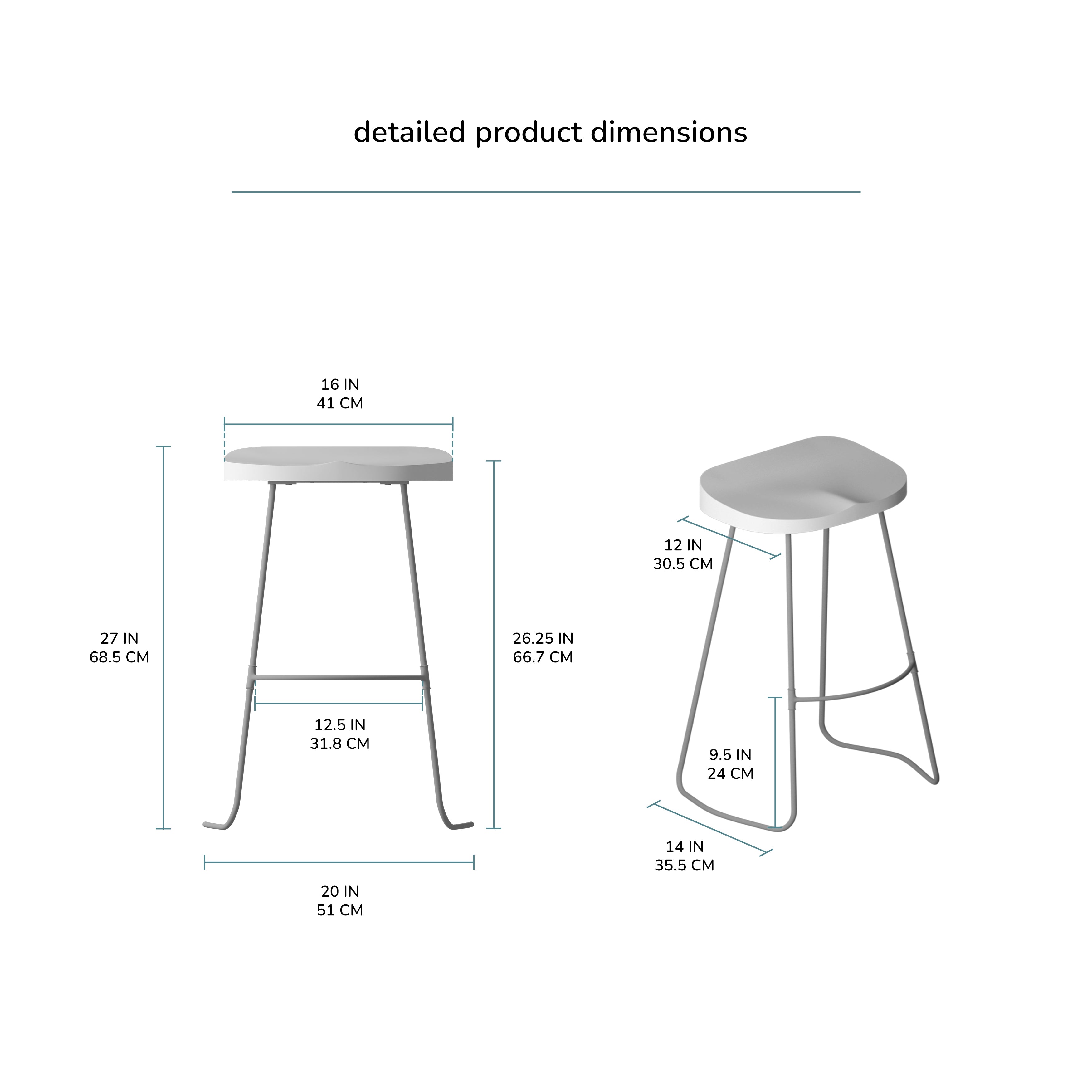 Rombass Solid Wood Counter Stool - Natural Top