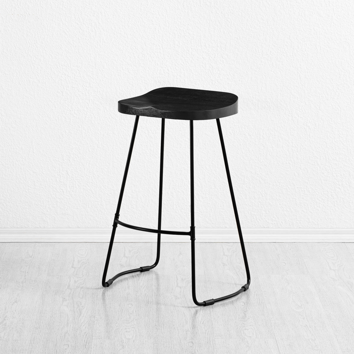 Rombass Solid Wood Counter Stool - Black Top