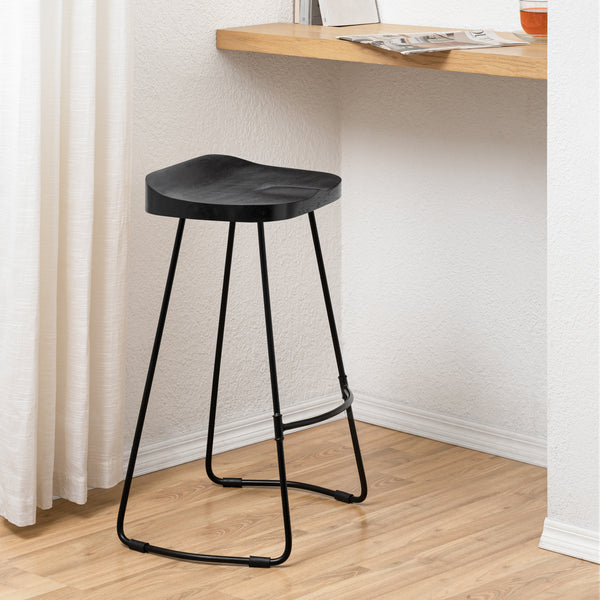 Rombass Solid Wood Counter Stool - Black Top