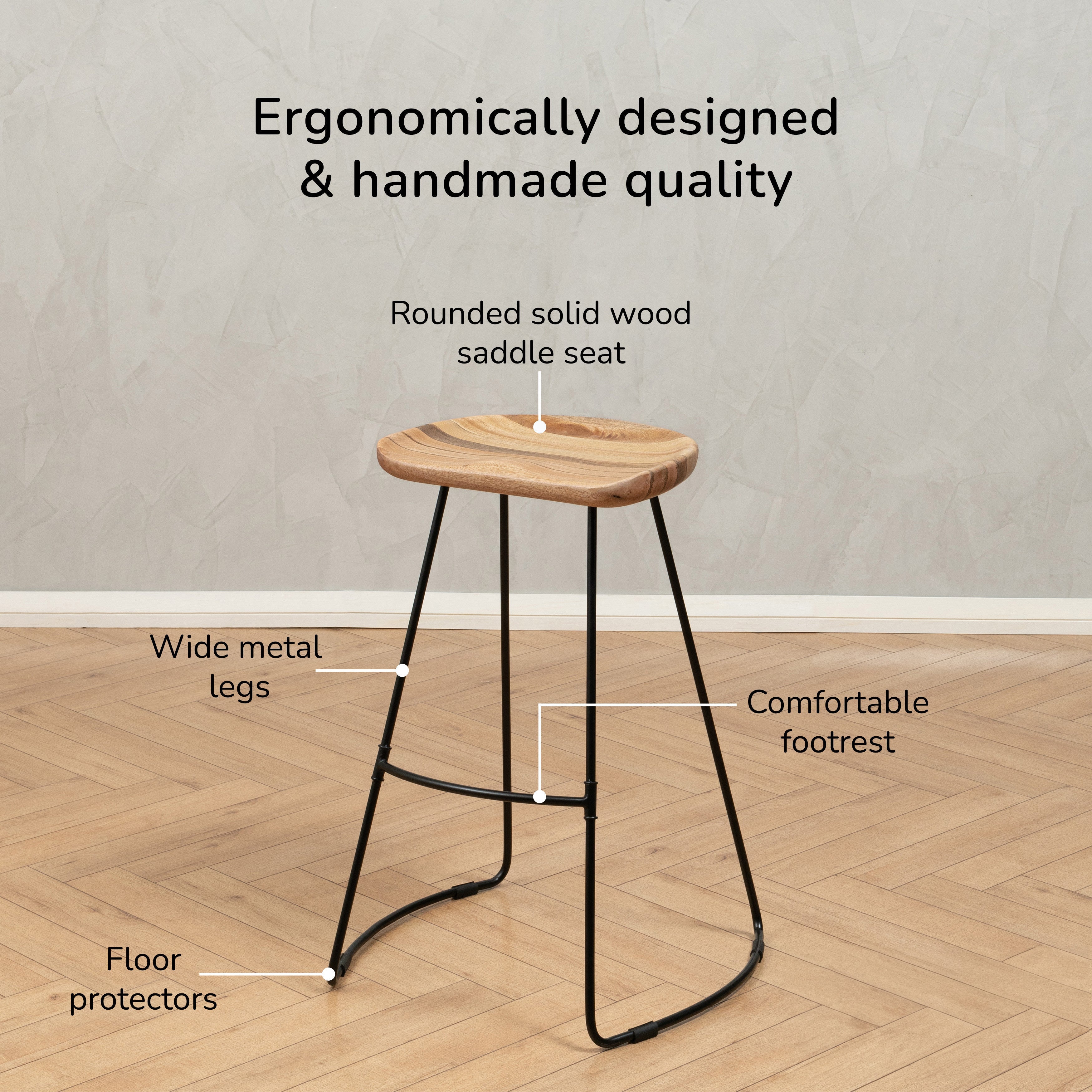 Ember Solid Wood Bar Stool - Natural