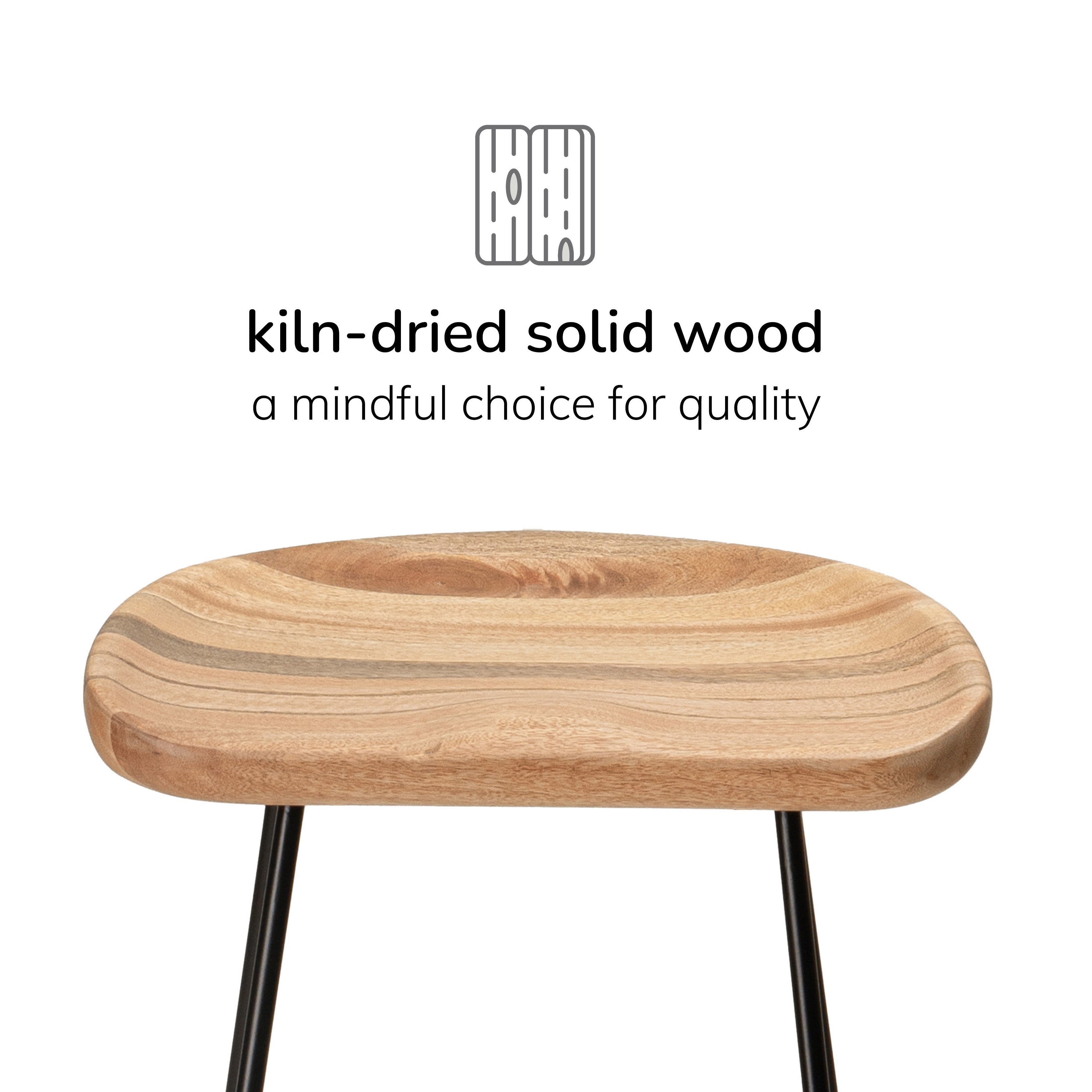 Ember Solid Wood Bar Stool - Natural