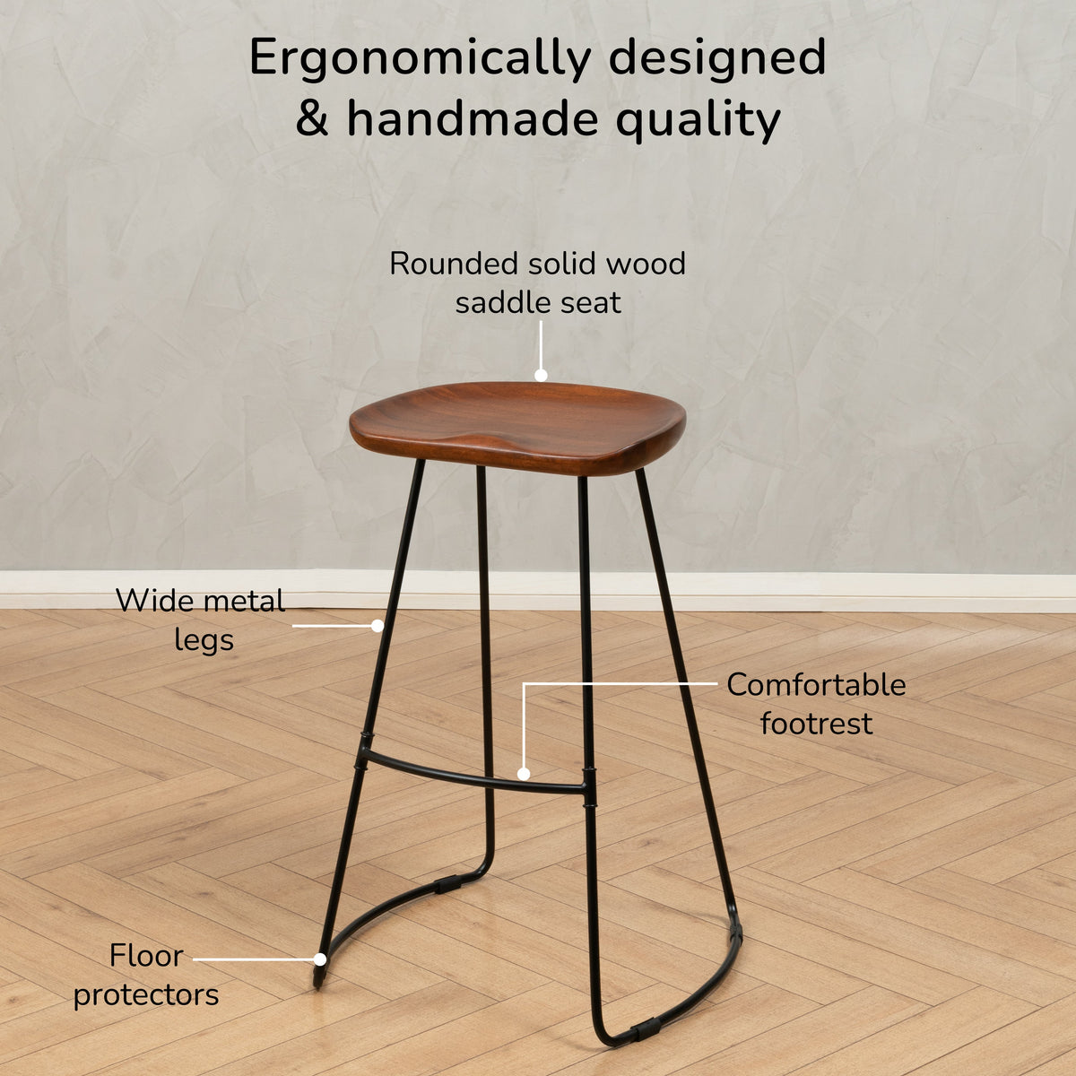 Ember Solid Wood Bar Stool - Walnut