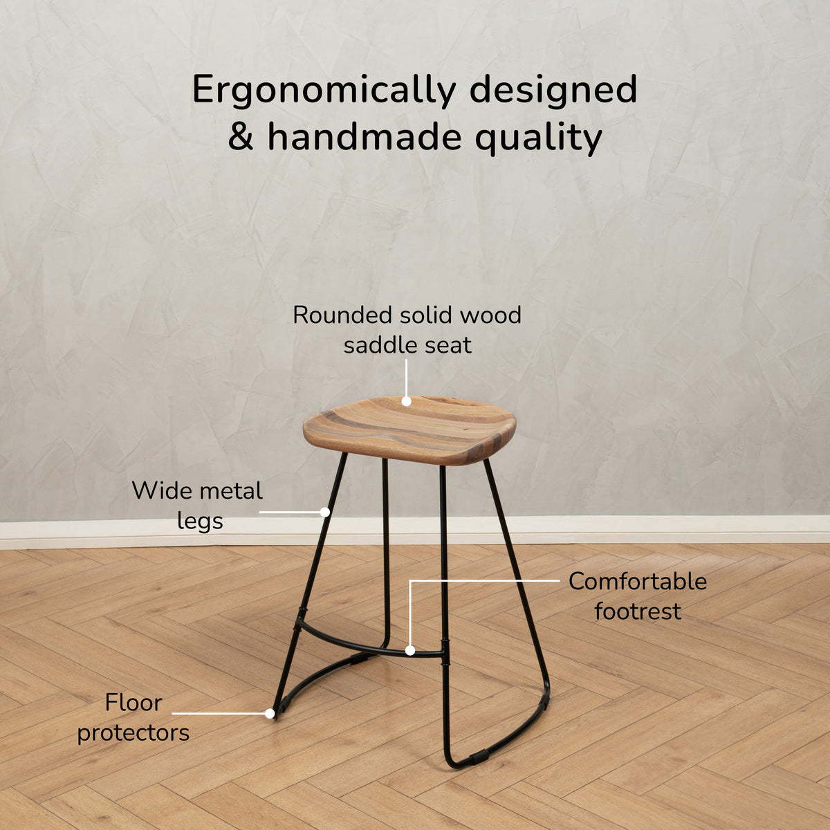 Ember Solid Wood Natural Counter Bar Stool - Small