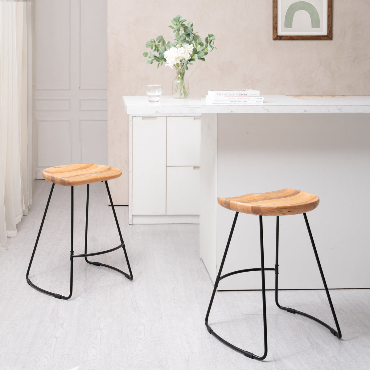 Ember Solid Wood Natural Counter Bar Stool - Small