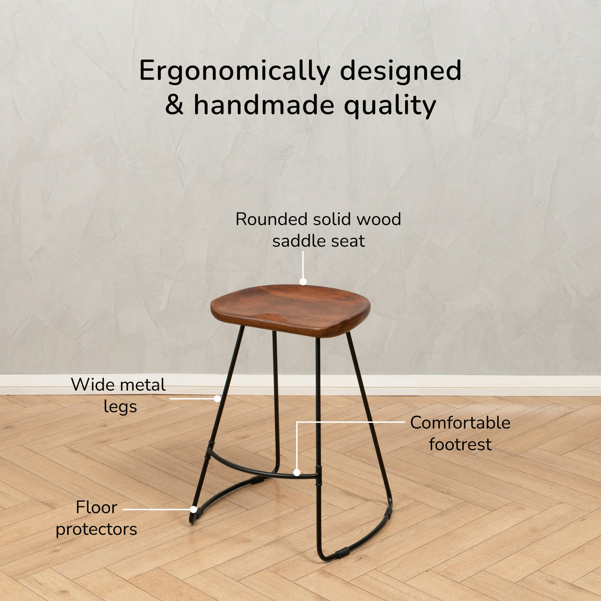 Ember Solid Wood Walnut Counter Bar Stool - Small