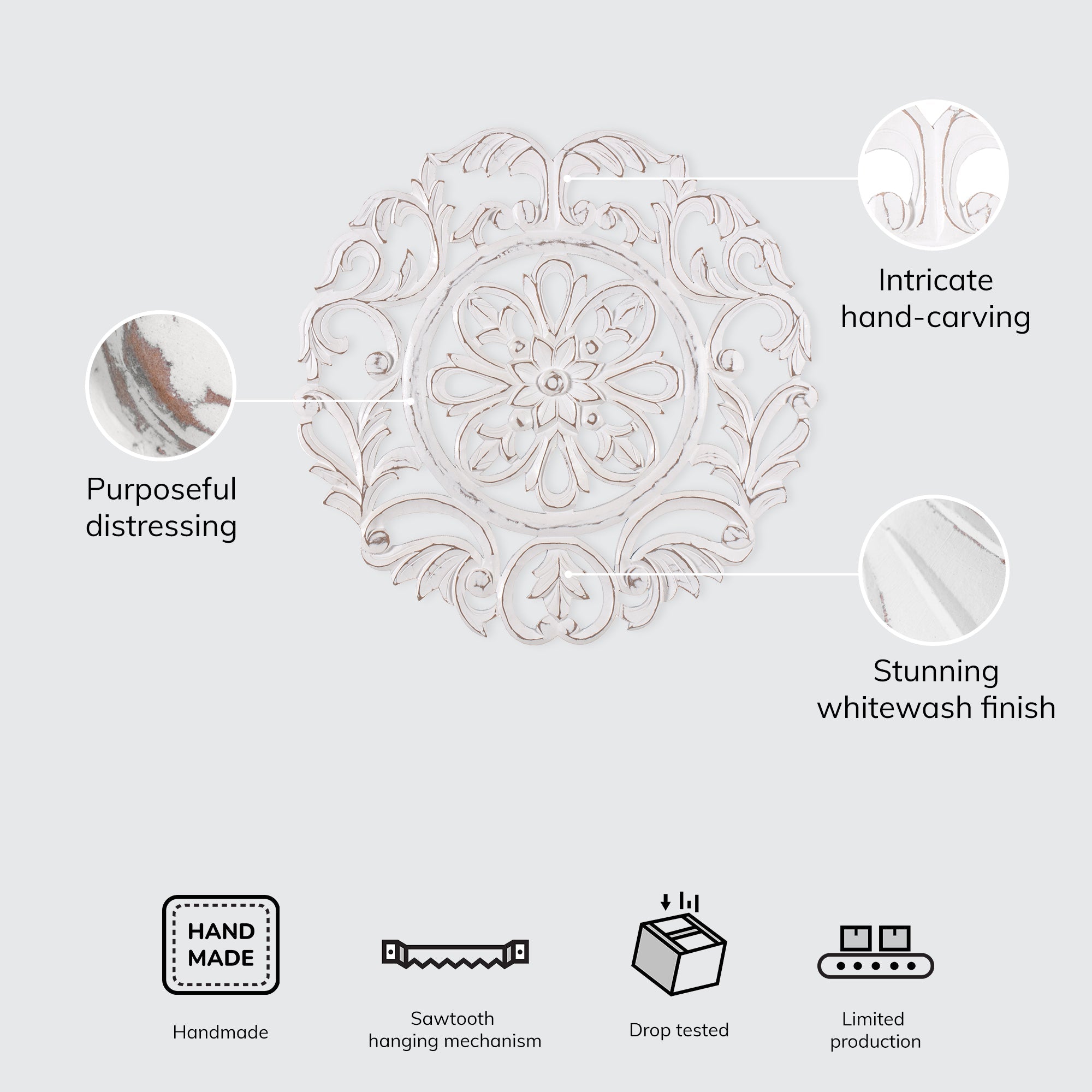 Lassi Medallion Hand Carved - White