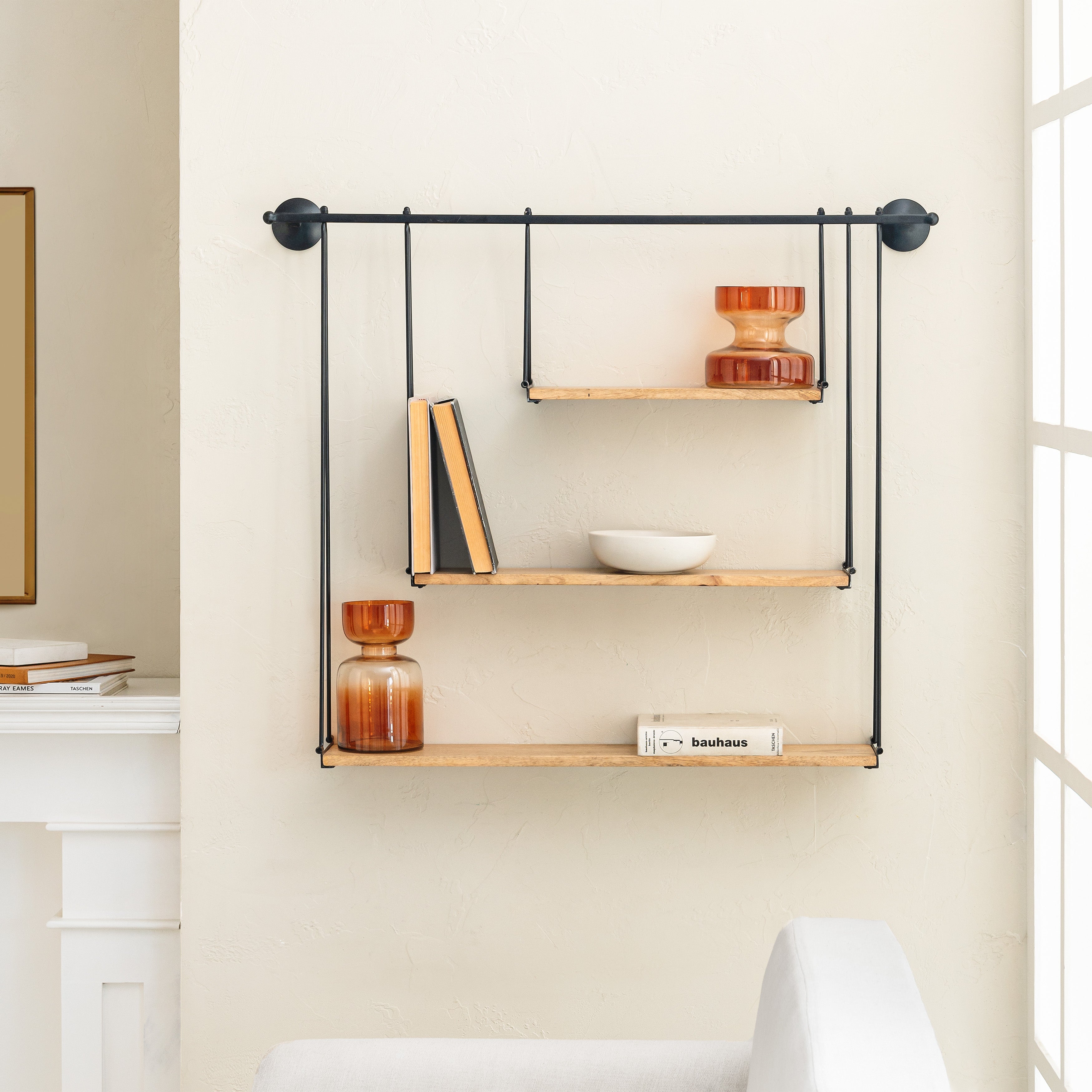 Luna 3 Tier Wall Mounted Shelves - Black