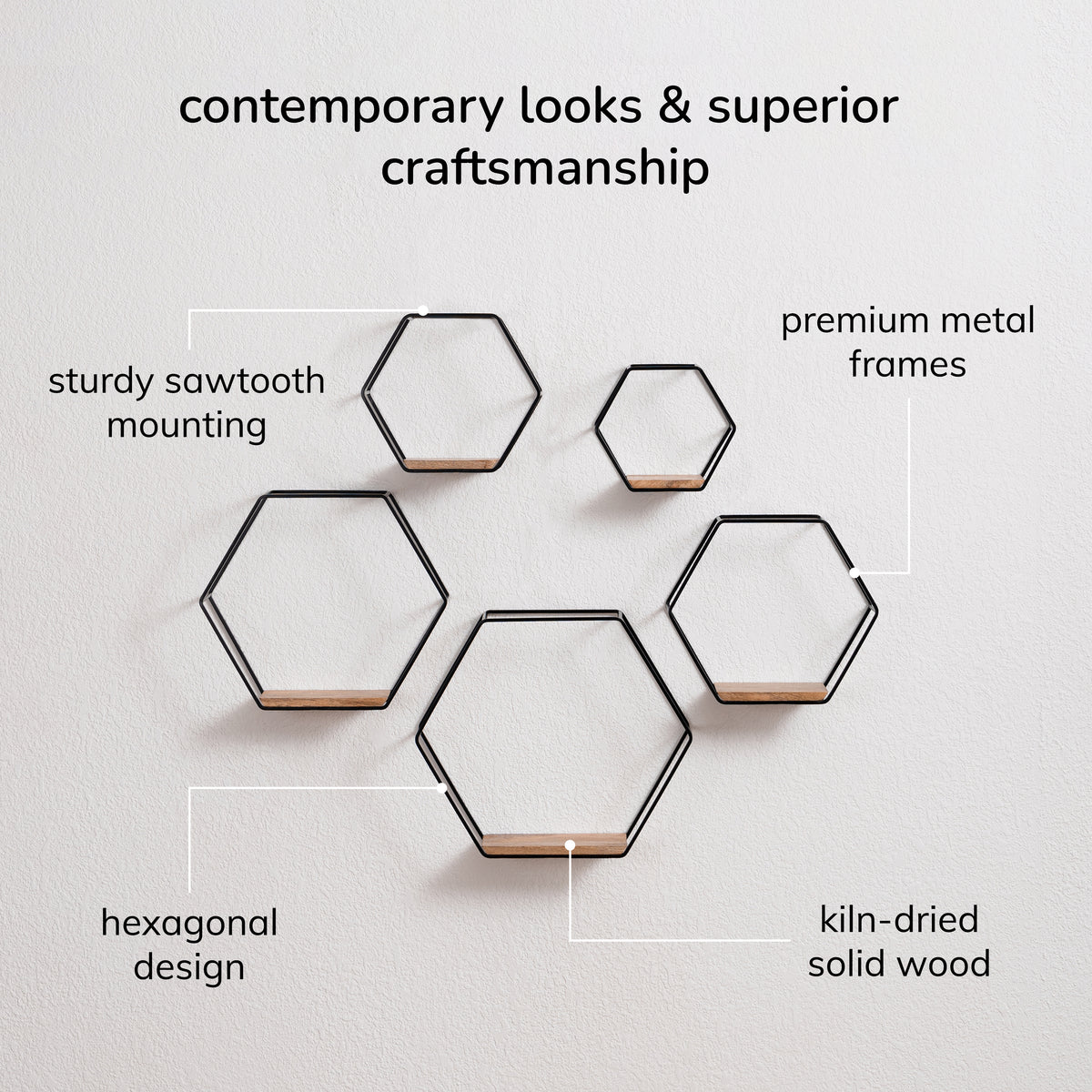 Haverstock Set Of 5 Wall Mounted Shelves - Black