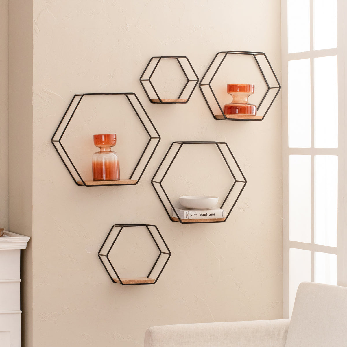 Haverstock Set Of 5 Wall Mounted Shelves - Black