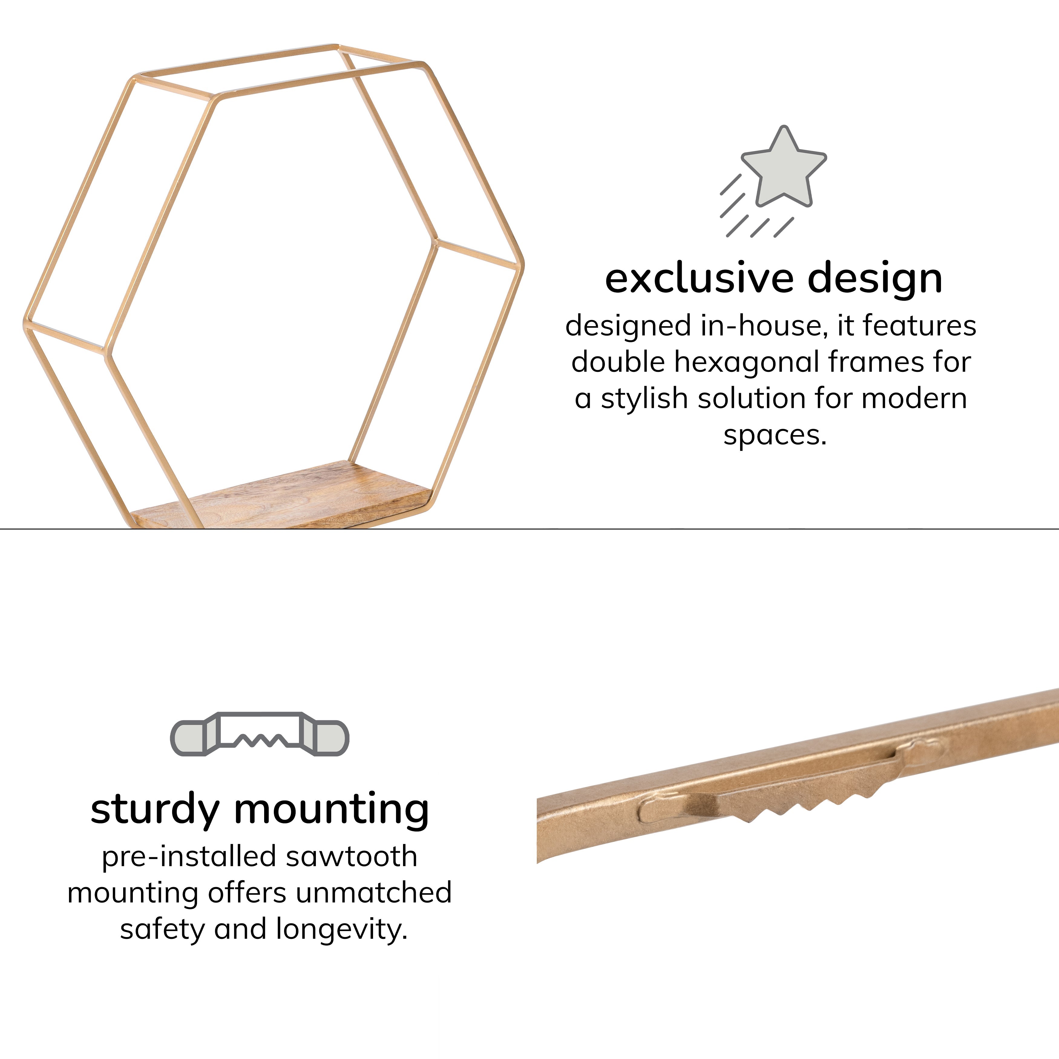 Haverstock Set Of 5 Wall Mounted Shelves - Gold