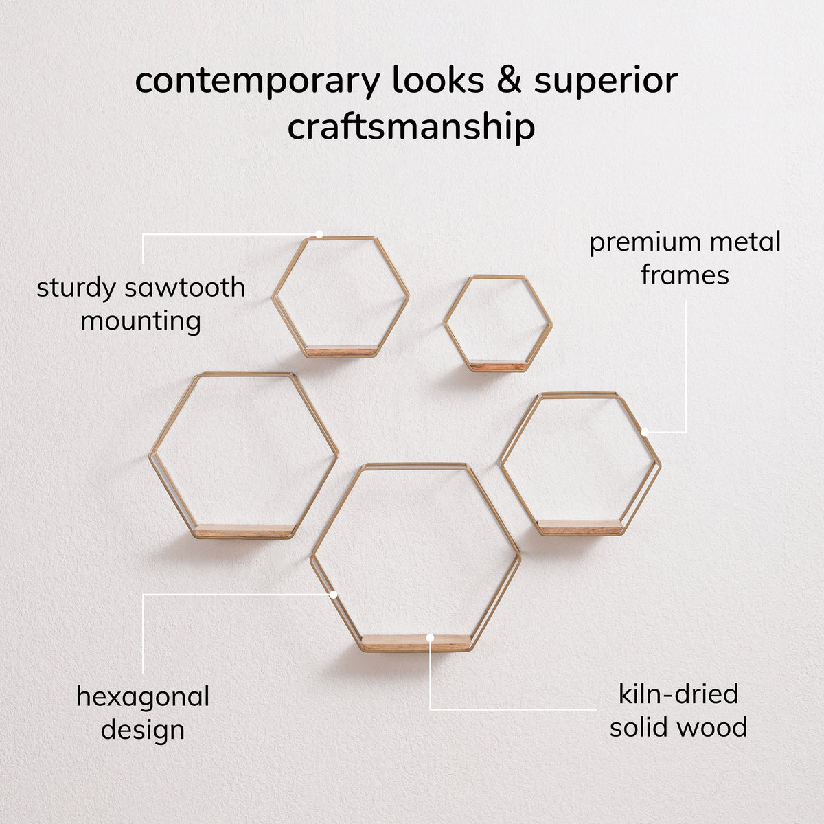 Haverstock Set Of 5 Wall Mounted Shelves - Gold