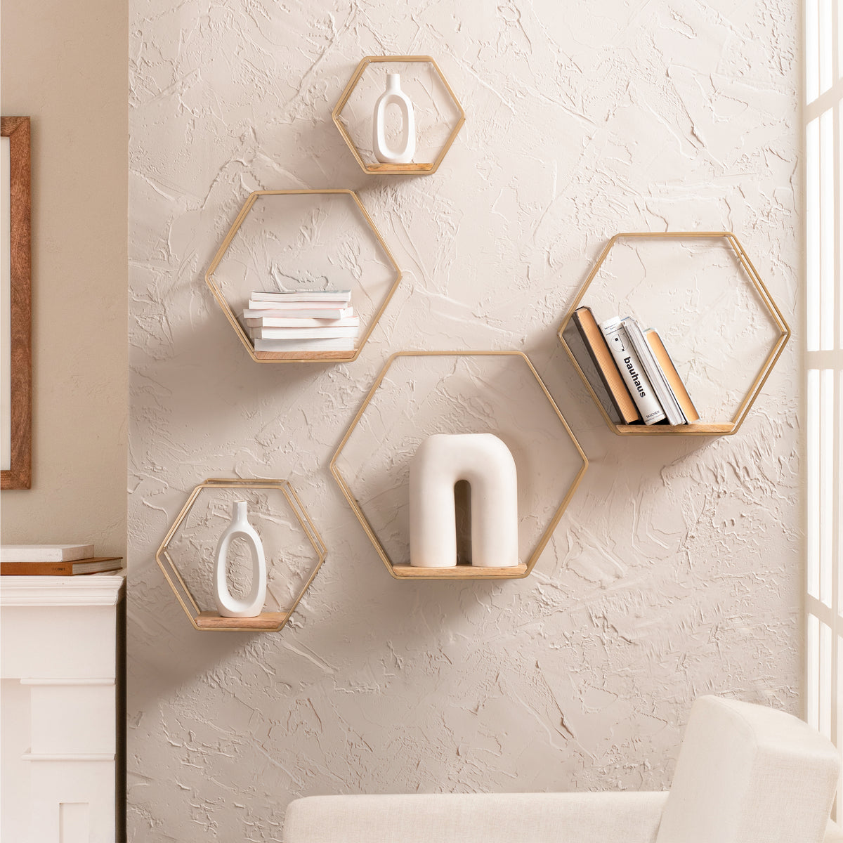 Haverstock Set Of 5 Wall Mounted Shelves - Gold