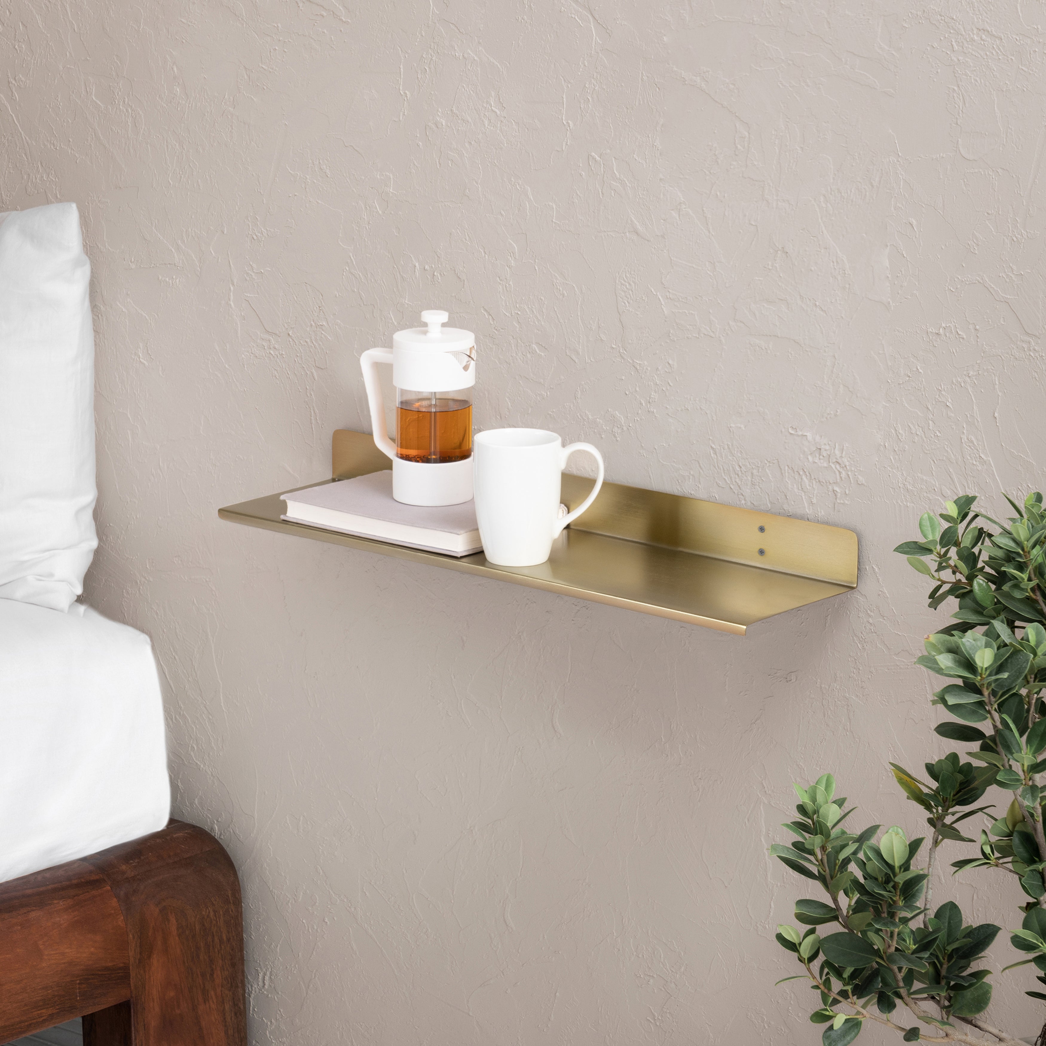 Billy Metal Wall Mounted Gold Shelves - Small