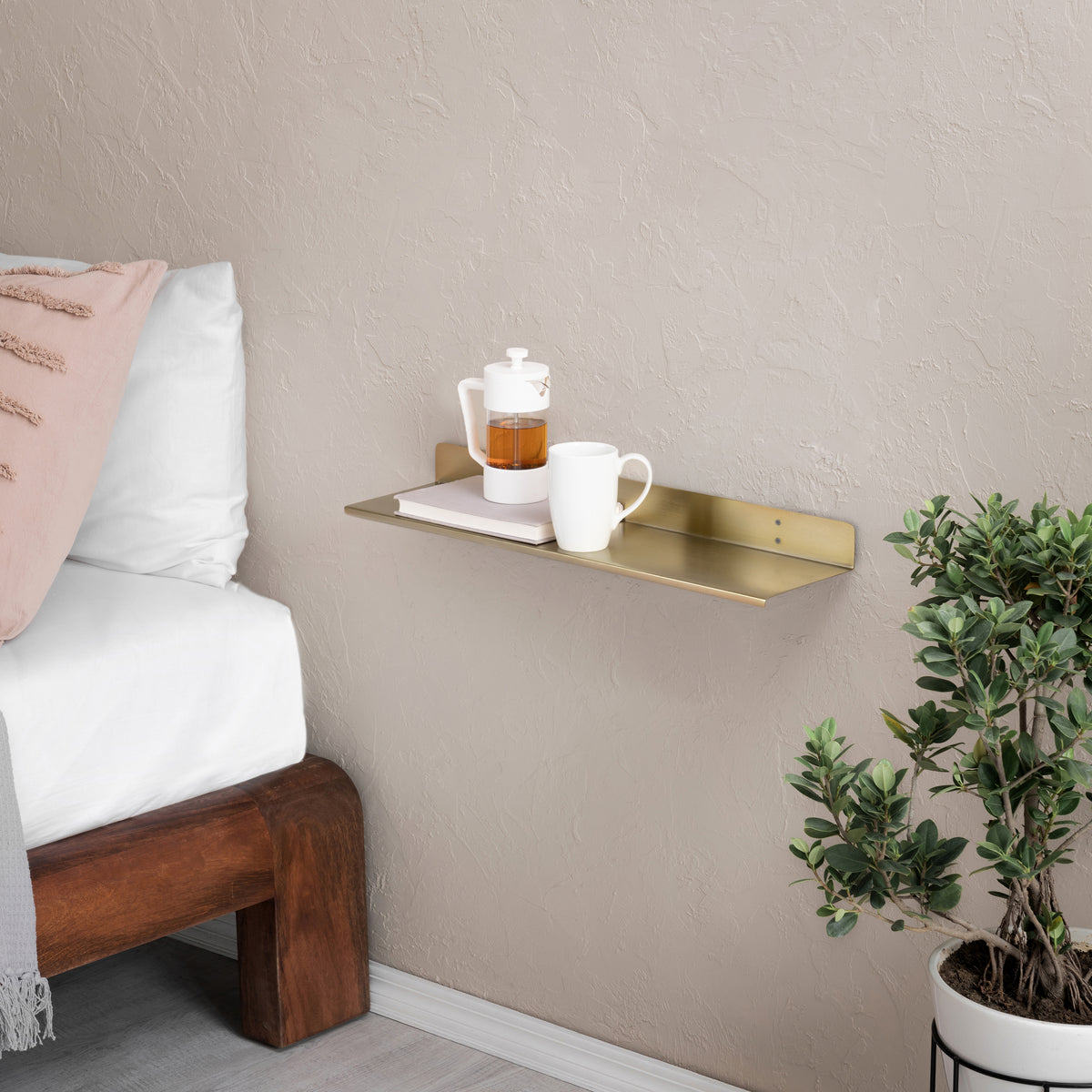 Billy Metal Wall Mounted Gold Shelf - Small