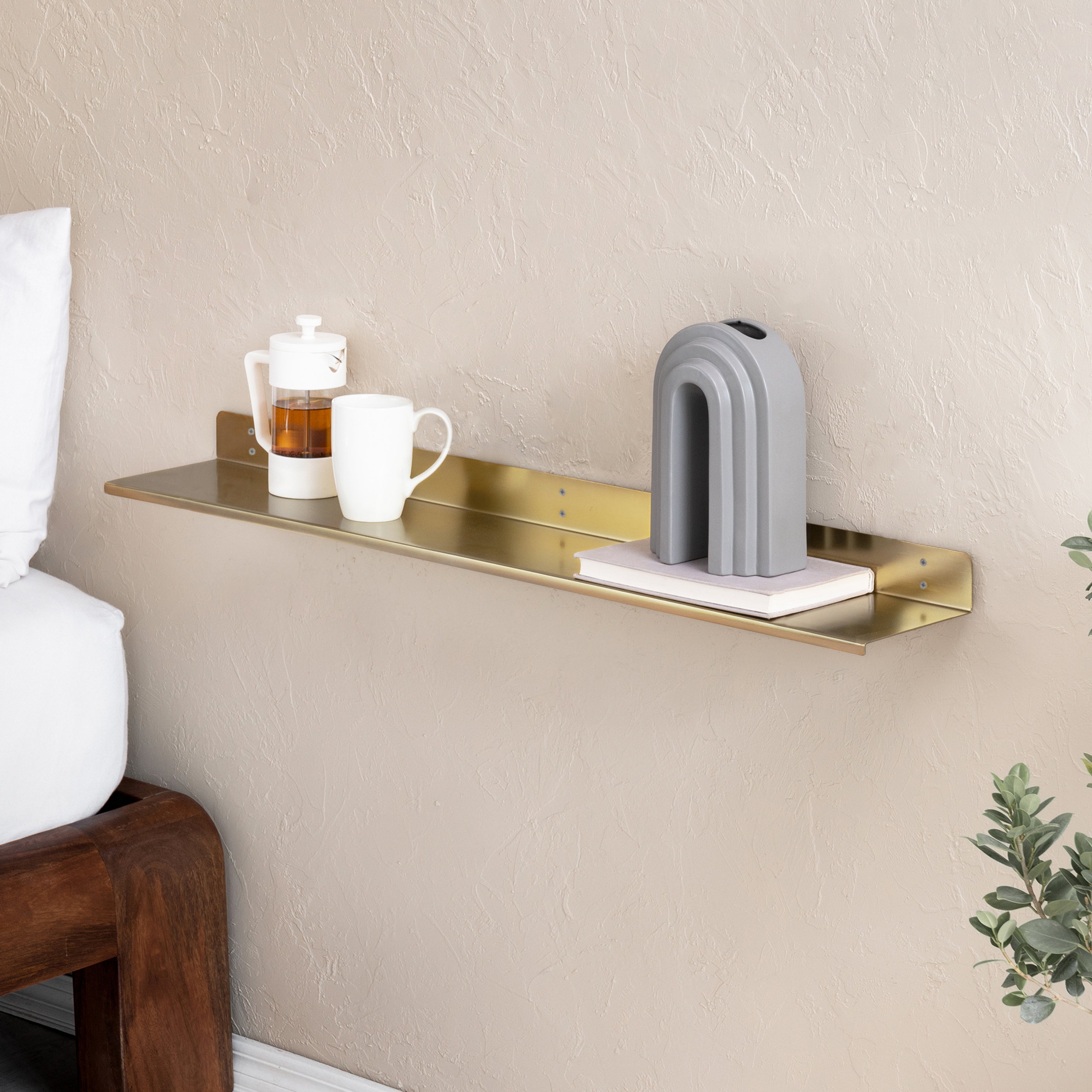 Billy Metal Wall Mounted Gold Shelves - Large