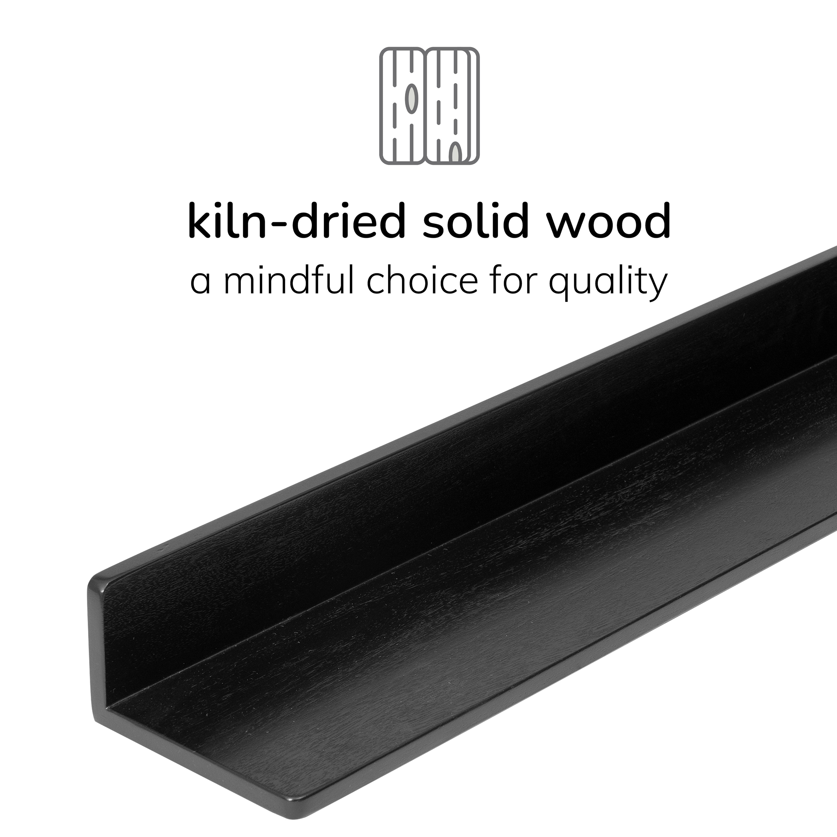Yung Solid Wood Wall Mounted Black Shelves - Small