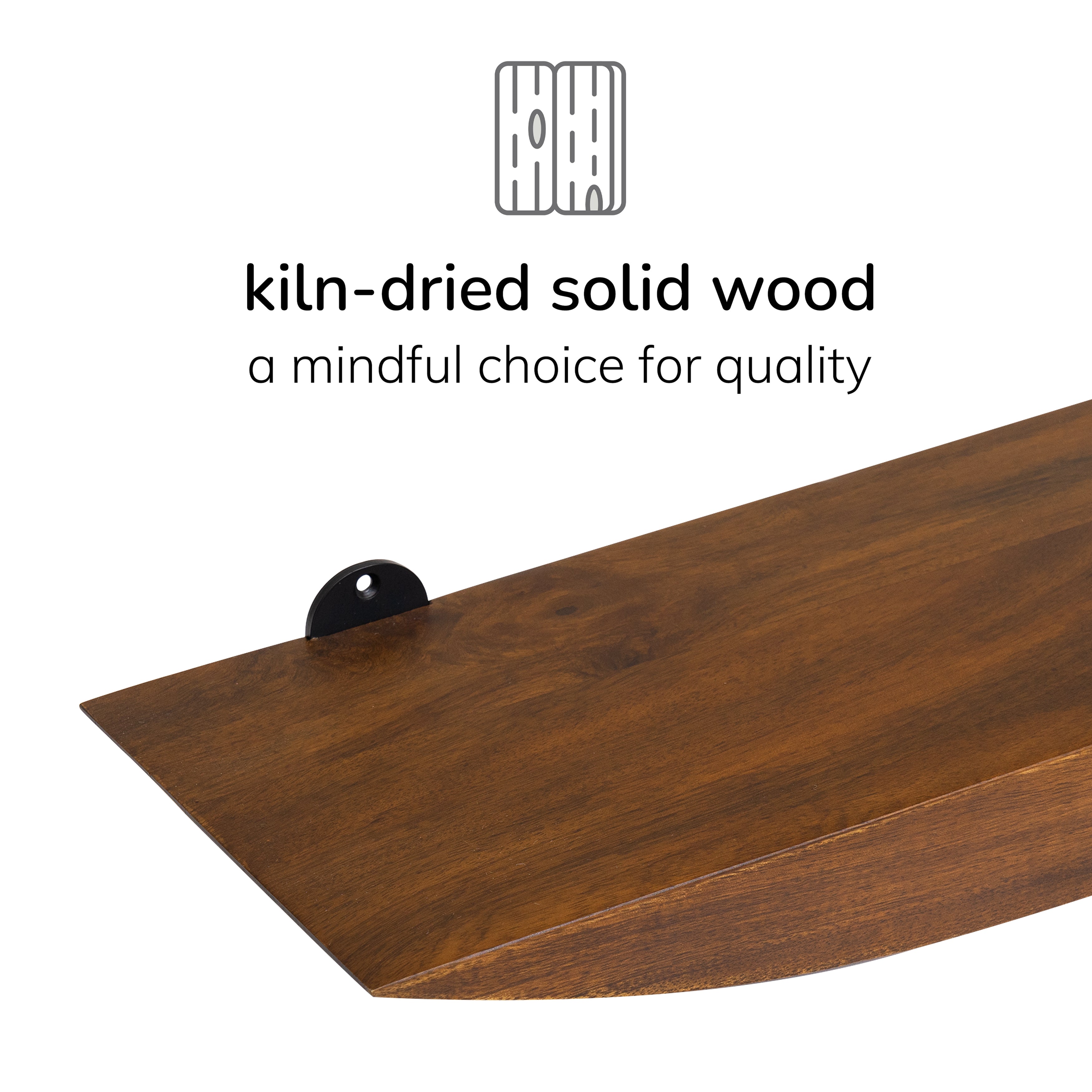 Hutch Solid Wood Set of 2 Floating Shelves - Walnut