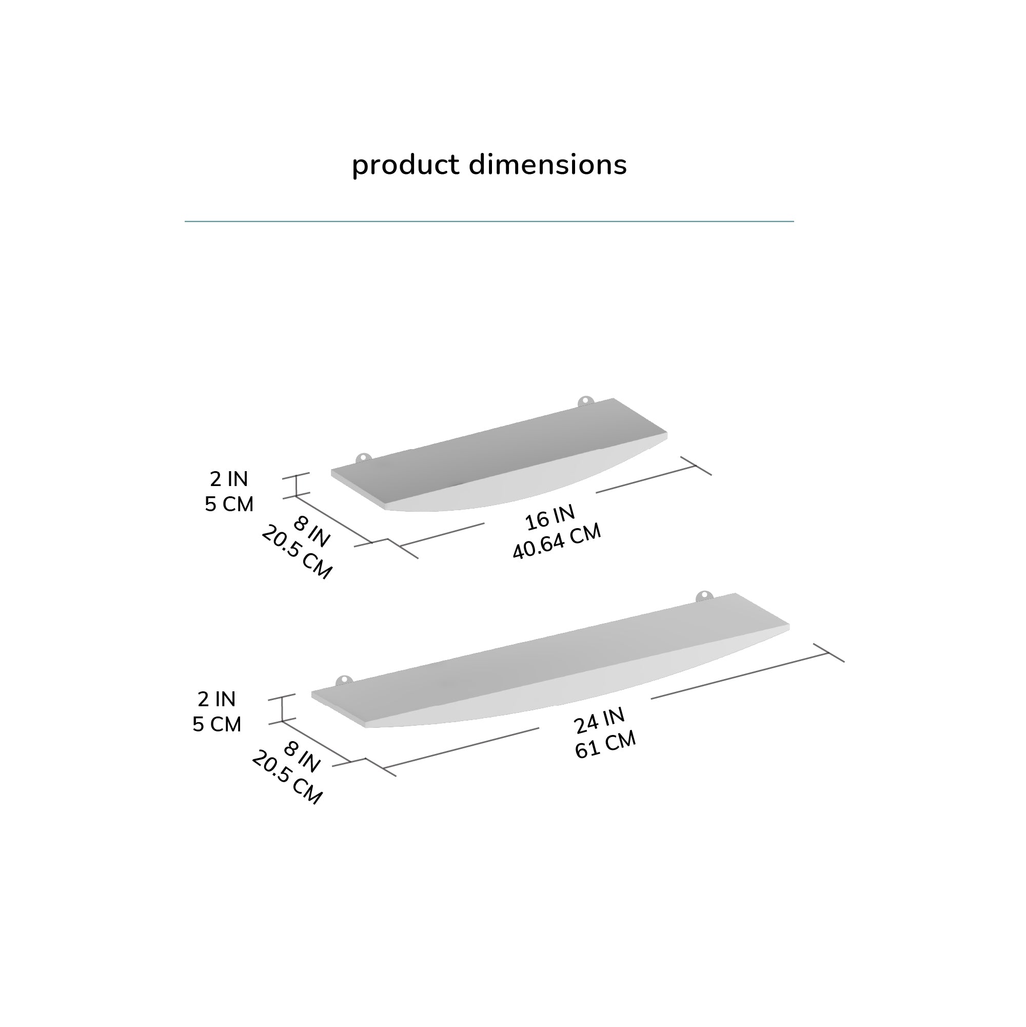 Hutch Solid Wood Set of 2 Floating Shelves - Walnut