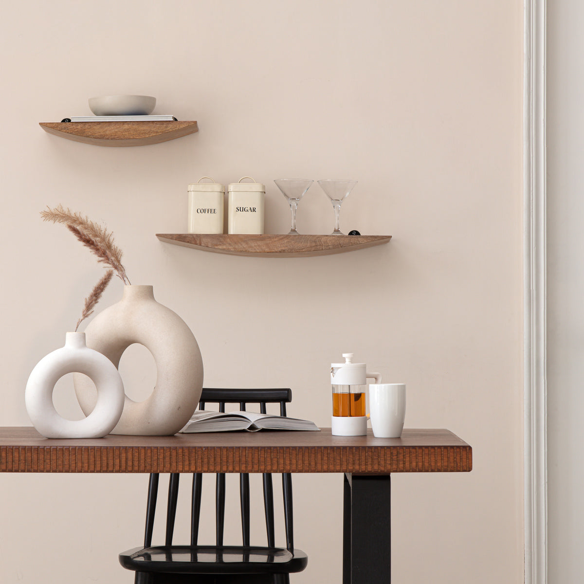 Hutch Solid Wood Set of 2 Floating Shelves - Natural