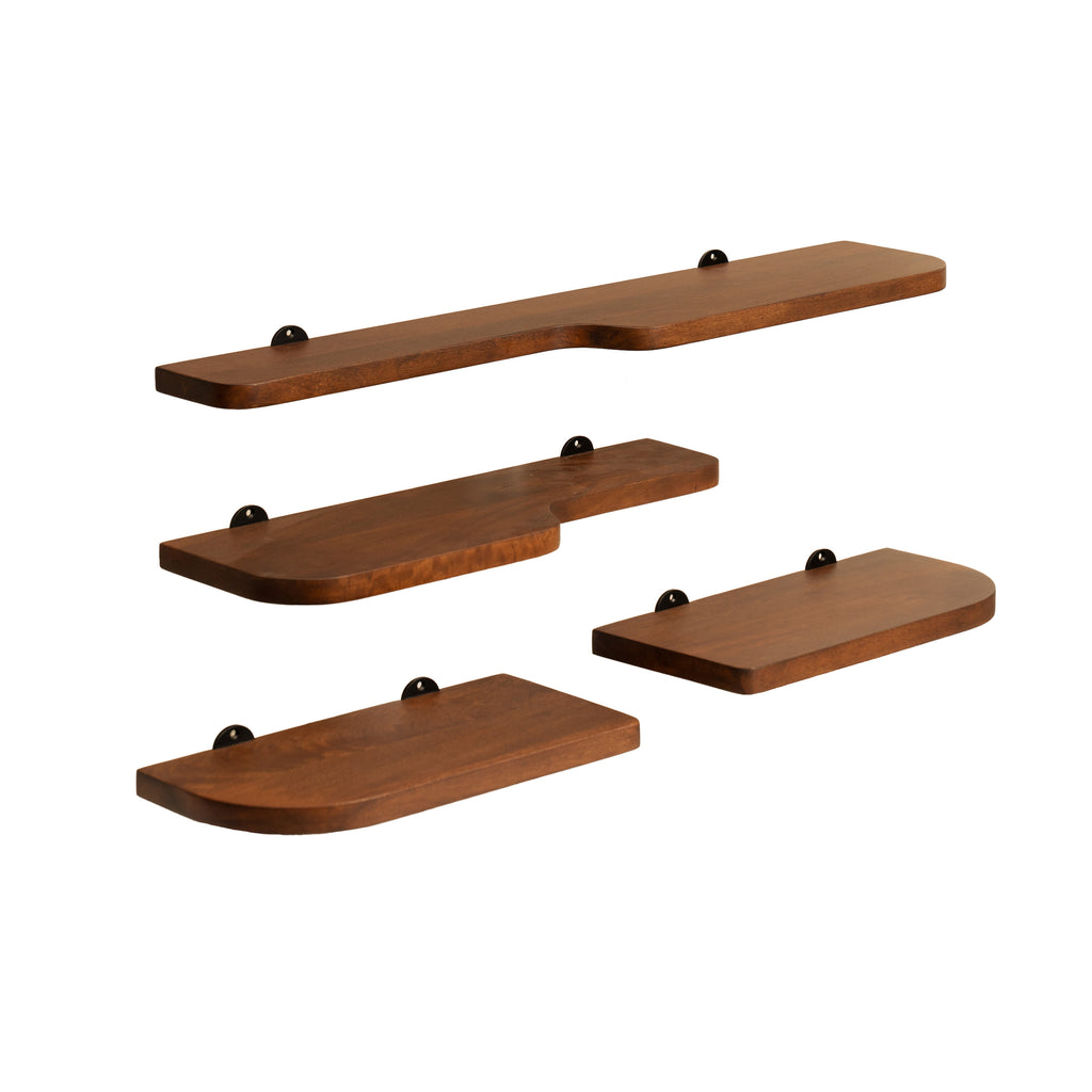 1 2 3 4 WOOD SHELF WALNUT 4点セット 新品 Dale Set of 4 Wall Mounted Shelves - Walnut