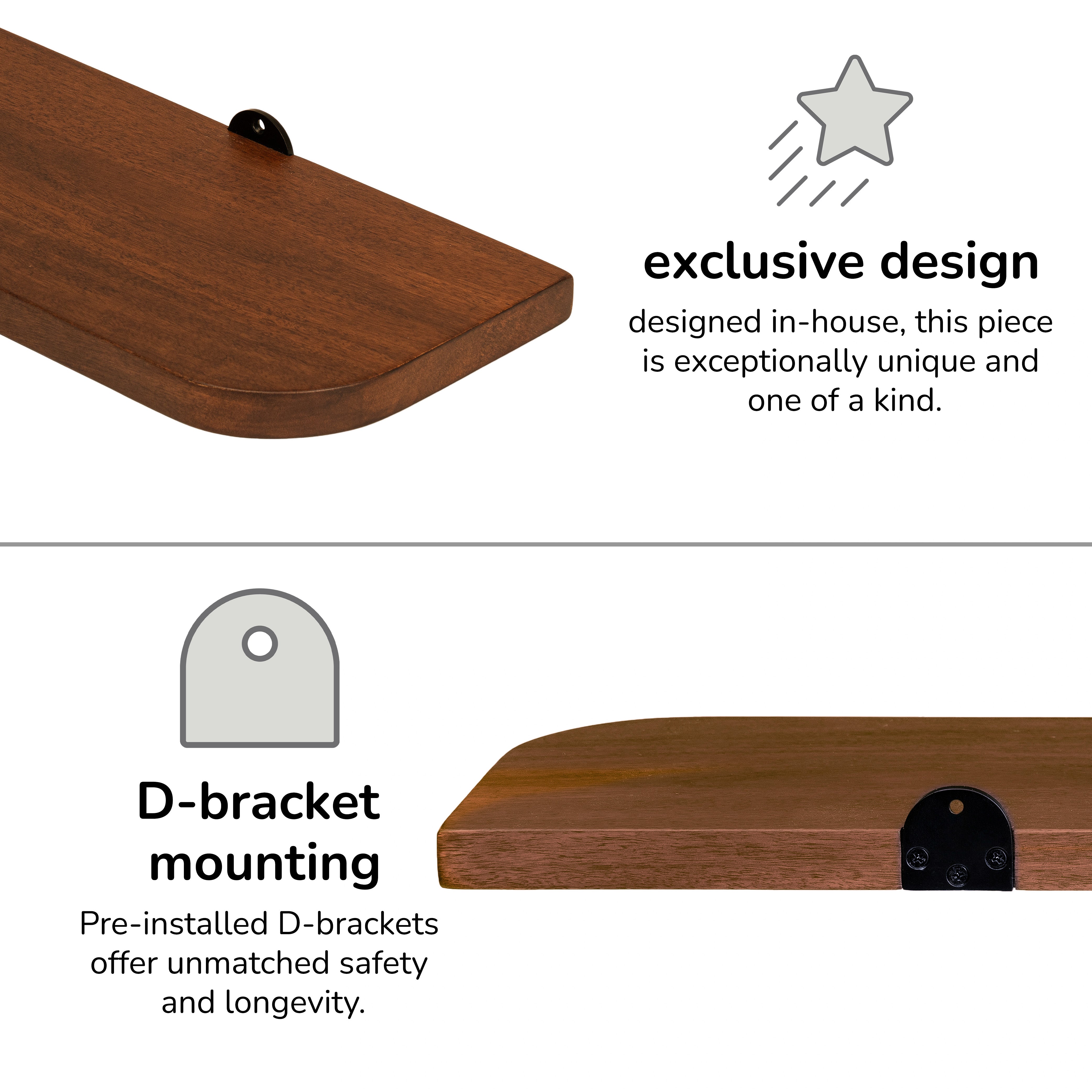 Dale Set of 4 Wall Mounted Shelves - Walnut