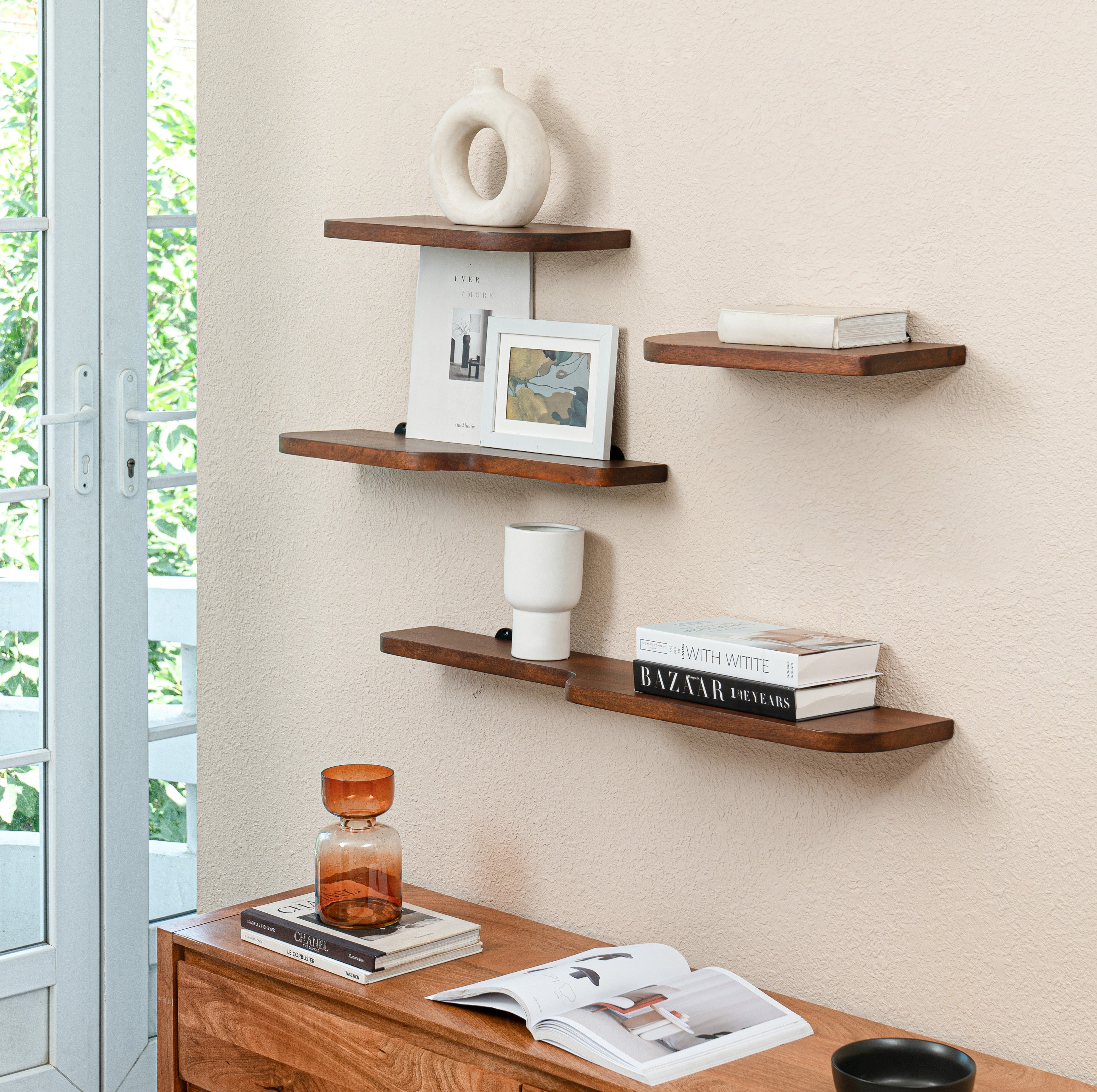 Dale Set of 4 Wall Mounted Shelves - Walnut