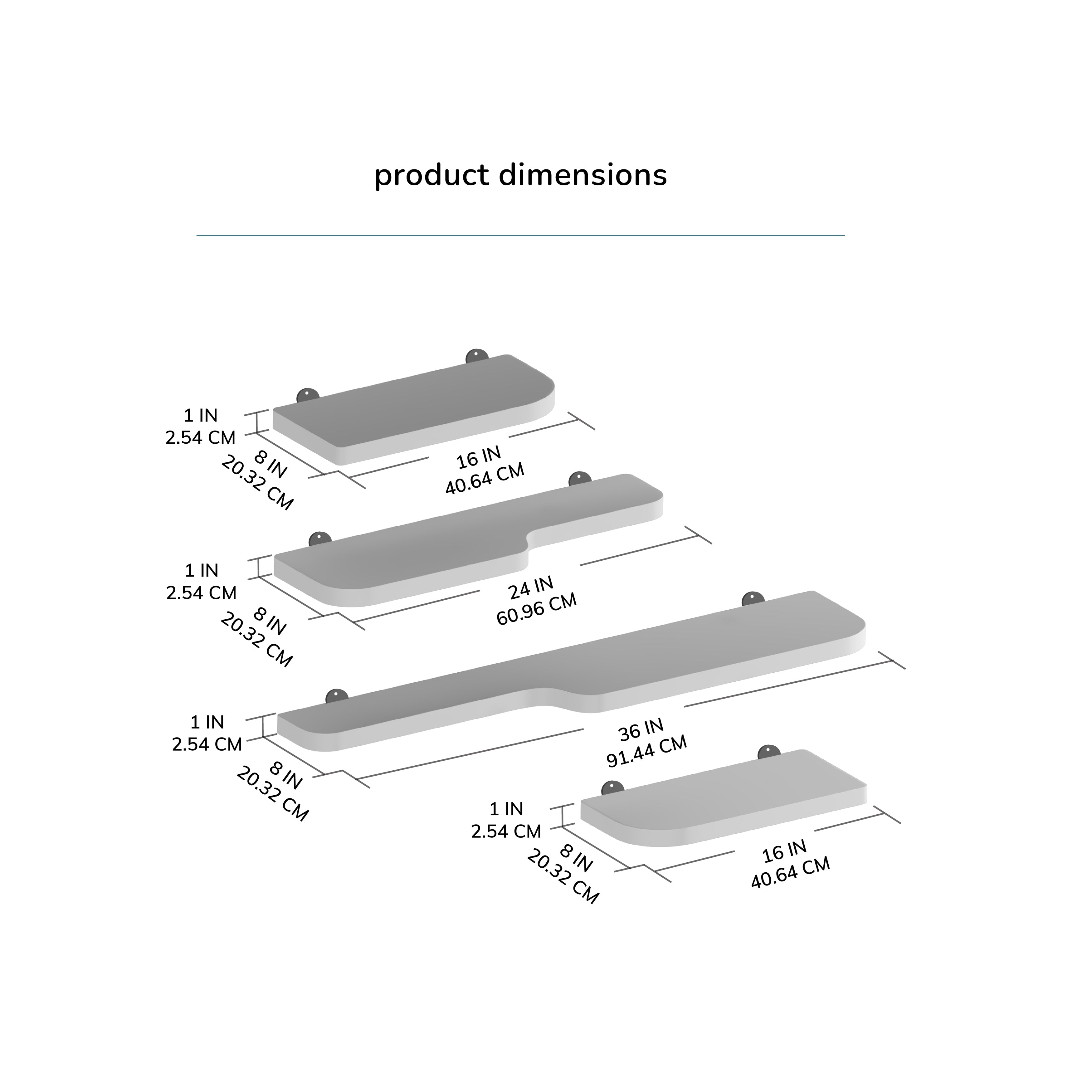 Dale Set of 4 Wall Mounted Shelves - Walnut